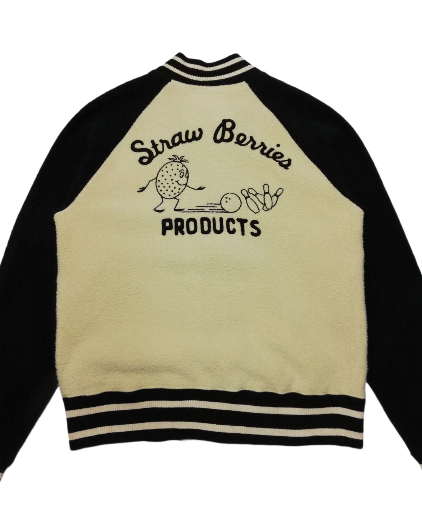 Hysteric Glamour × Japanese Brand 🔥HG Straw Berries Bowling Products Fleece Varsity Jacket Size US S / EU 44-46 / 1 - 14 Thumbnail