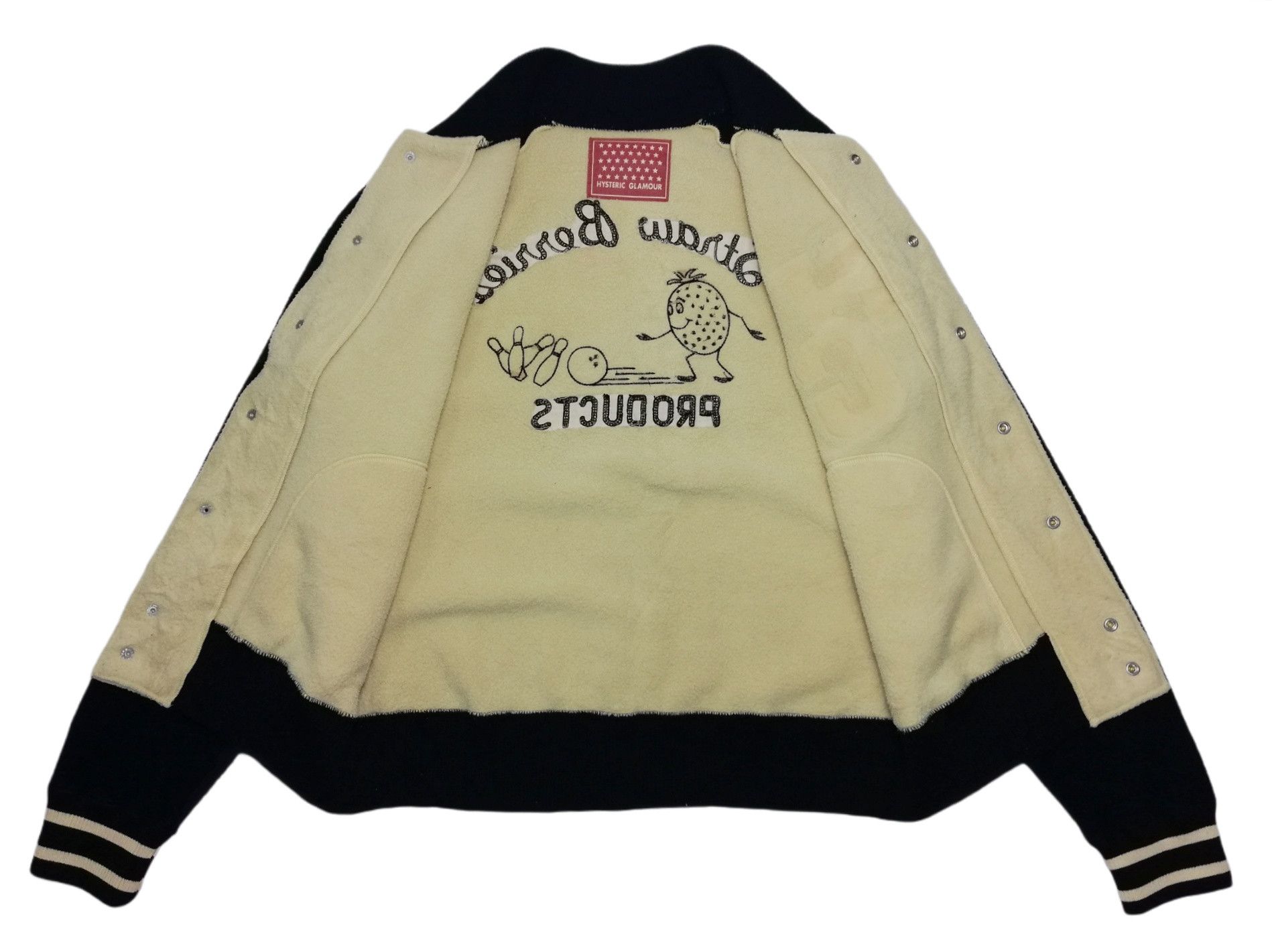 Hysteric Glamour × Japanese Brand 🔥HG Straw Berries Bowling Products Fleece Varsity Jacket Size US S / EU 44-46 / 1 - 9 Thumbnail