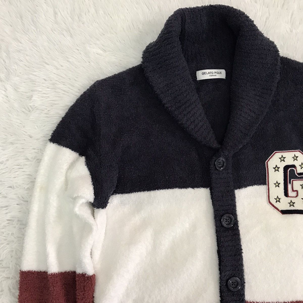 Japanese Brand Gelato Pique Homme 3 Block Colour Fleece Cardigan Sweater Size US M / EU 48-50 / 2 - 5 Thumbnail
