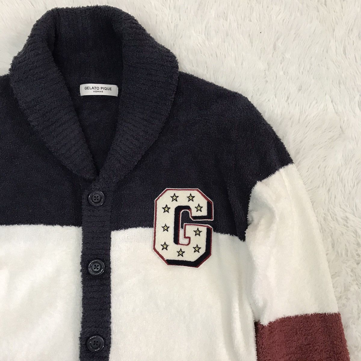 Japanese Brand Gelato Pique Homme 3 Block Colour Fleece Cardigan Sweater Size US M / EU 48-50 / 2 - 4 Thumbnail