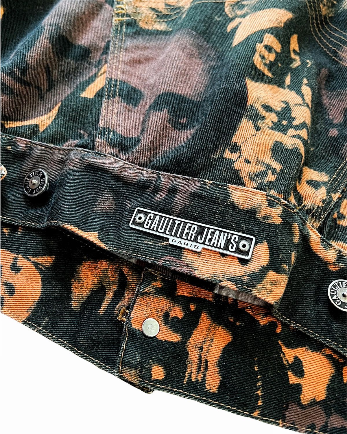 Jean Paul Gaultier AW92 (Sz48) Faces Orange Denim Jacket Size US M / EU 48-50 / 2 - 7 Thumbnail