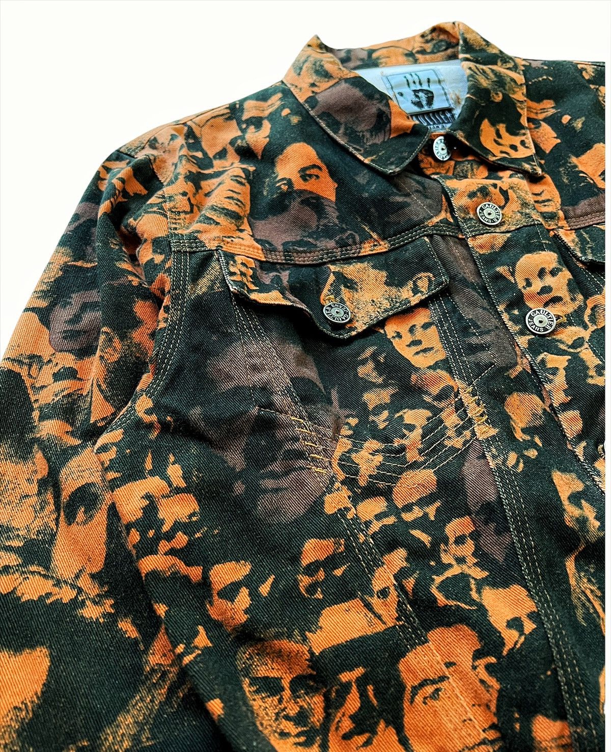 Jean Paul Gaultier AW92 (Sz48) Faces Orange Denim Jacket Size US M / EU 48-50 / 2 - 5 Thumbnail