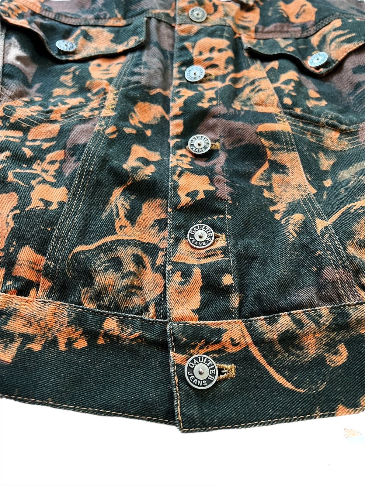 Jean Paul Gaultier AW92 (Sz48) Faces Orange Denim Jacket Size US M / EU 48-50 / 2 - 6 Thumbnail