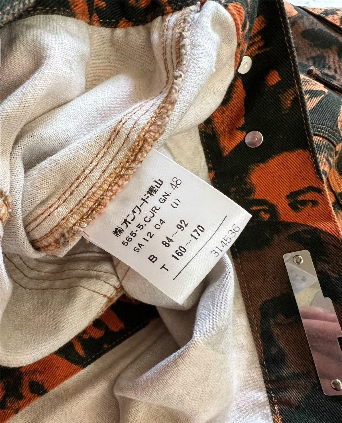 Jean Paul Gaultier AW92 (Sz48) Faces Orange Denim Jacket Size US M / EU 48-50 / 2 - 8 Thumbnail