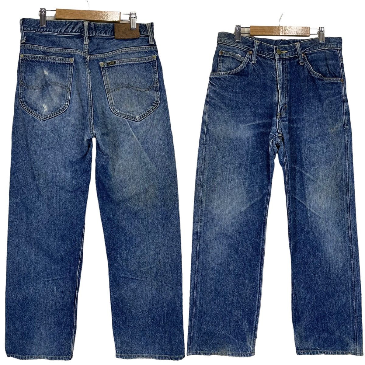 image of 29X27 Vintage 90's Lee Rider Sanforized Distressed Denim in Blue, Men's