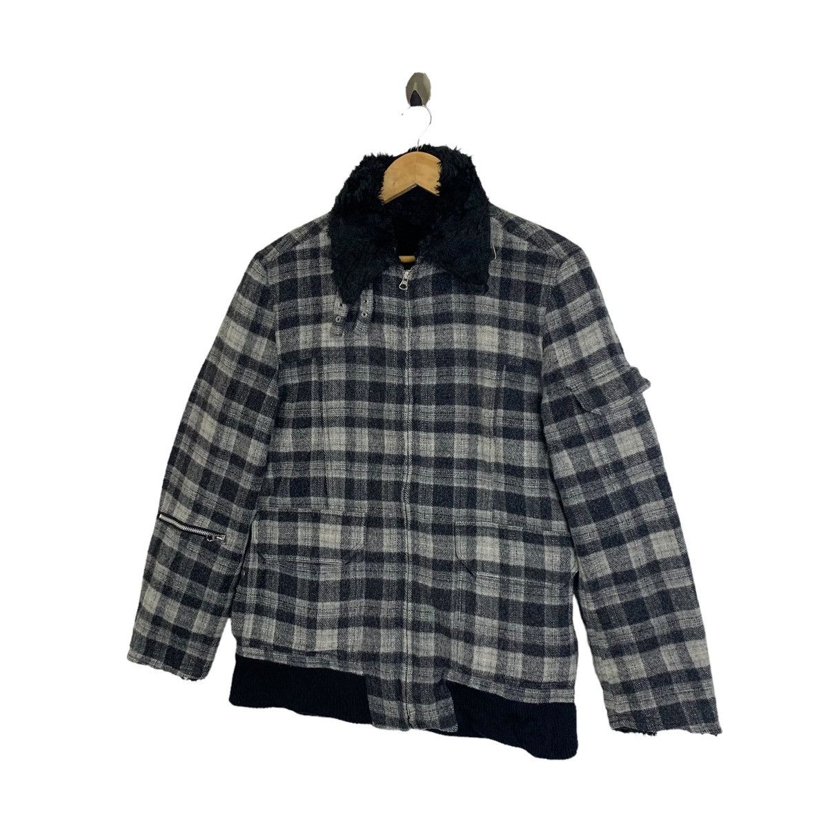 Japanese Brand × PPFM × Vintage PPFM Japanese Brand Design Wool Faux Fur Bomber Jacket Size US M / EU 48-50 / 2 - 4 Thumbnail
