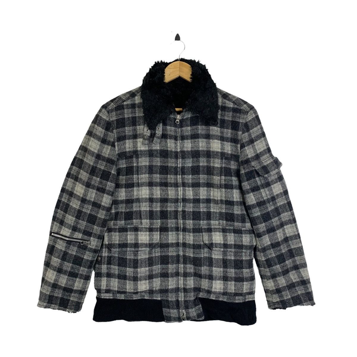 Japanese Brand × PPFM × Vintage PPFM Japanese Brand Design Wool Faux Fur Bomber Jacket Size US M / EU 48-50 / 2 - 1 Thumbnail