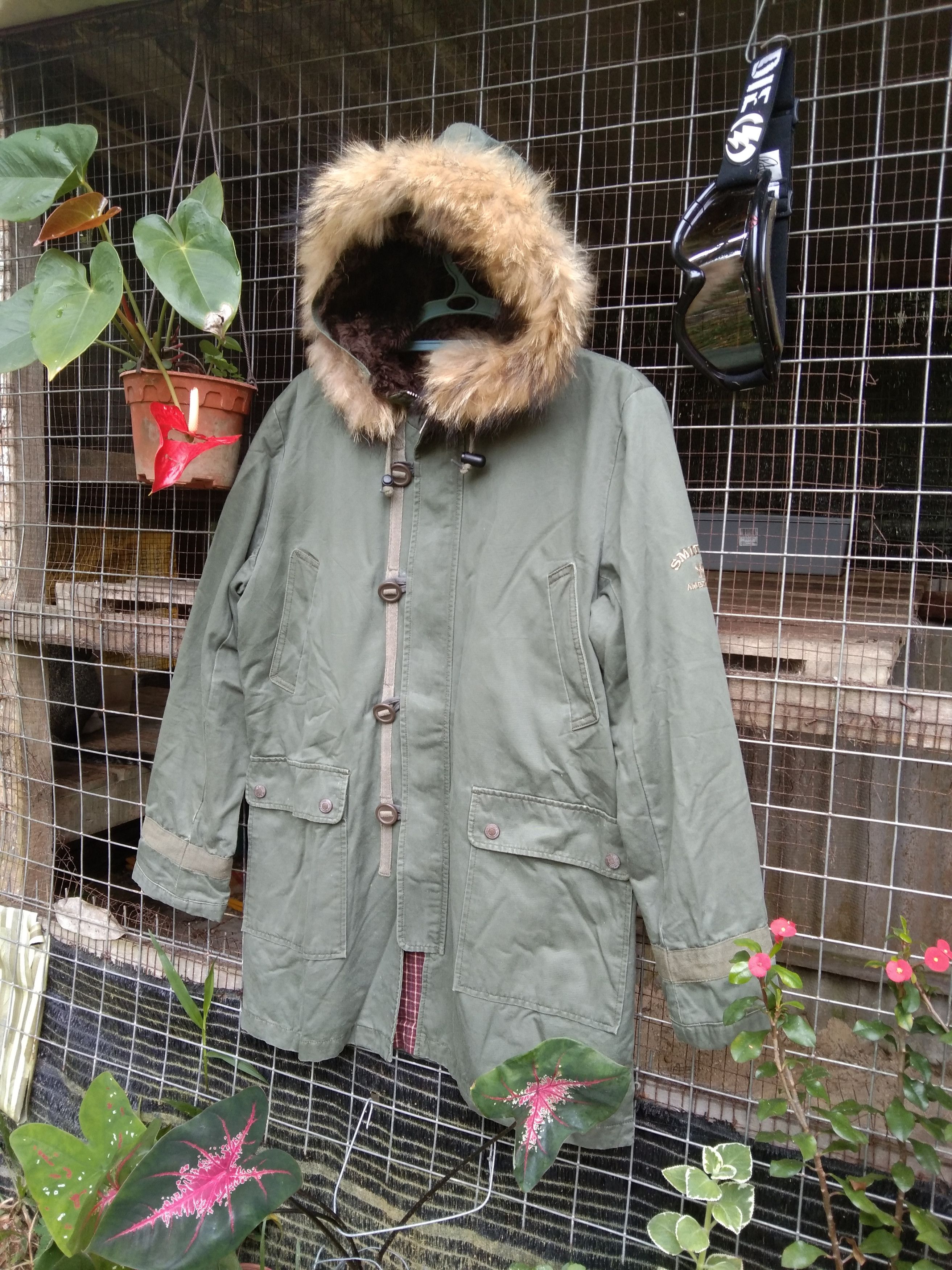 image of Vintage Smith's Americana Faux Fur Hoodie Jacket, Men's (Size Medium)