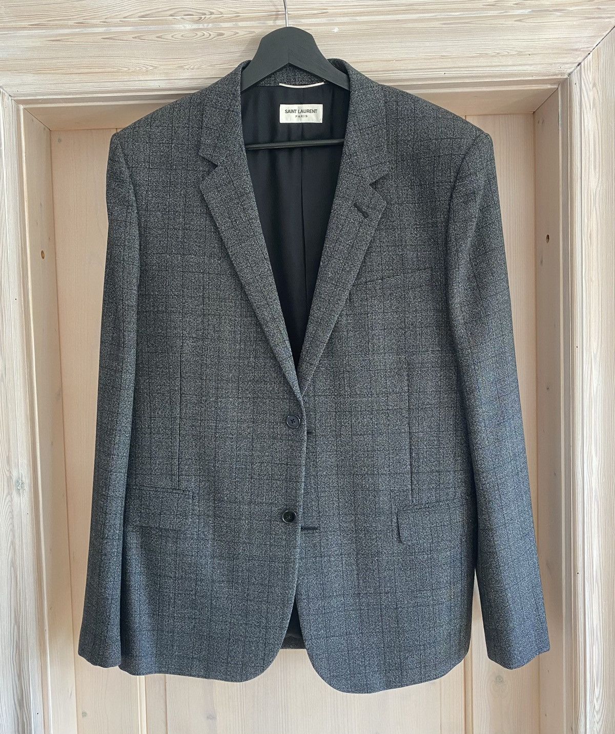 Hedi Slimane × Saint Laurent Paris FW14 Checked Blazer Jacket Size 54R - 1 Thumbnail