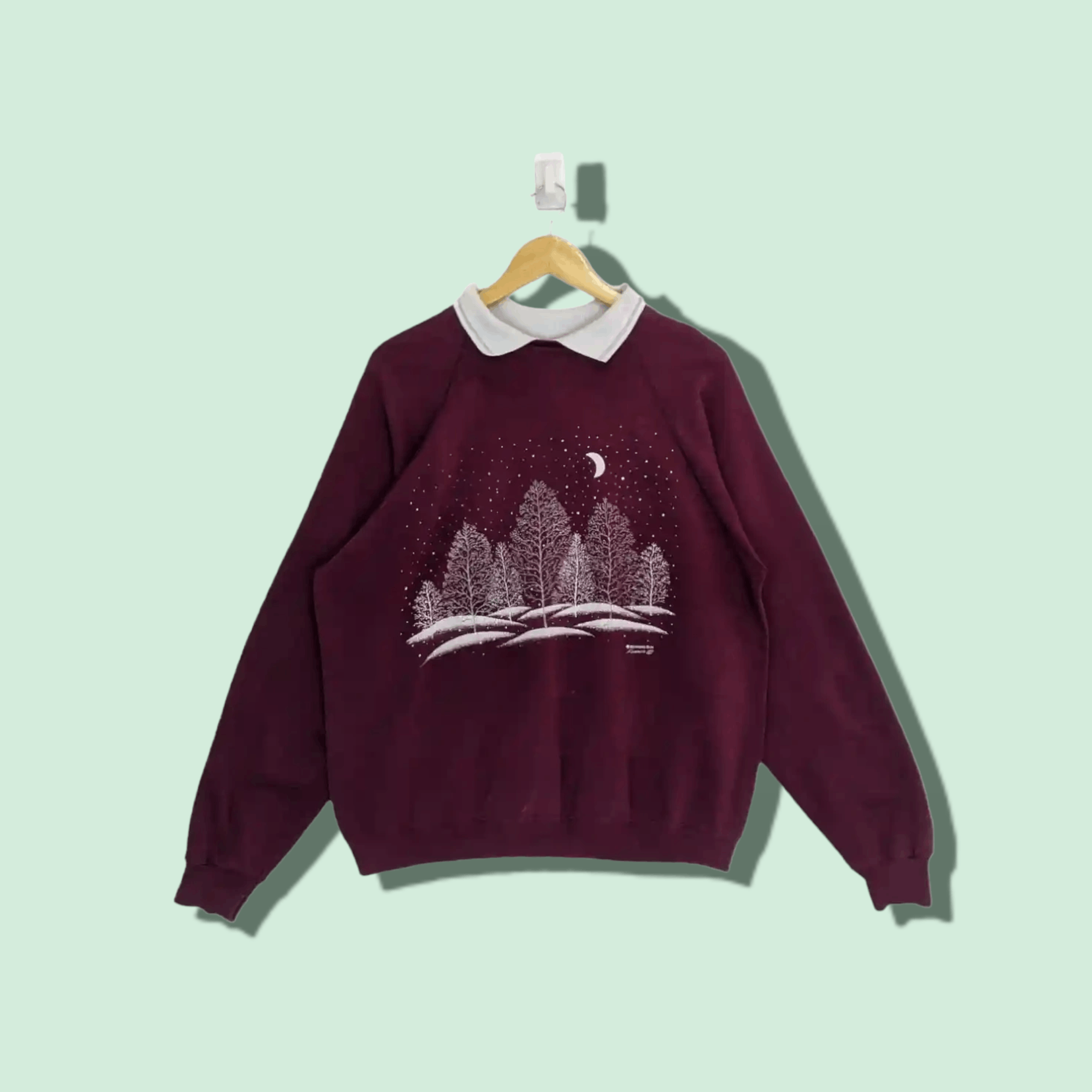 Vintage 80's CHRISTMAS TREE Winter Snow Full Image Sweatshirt Size US XL / EU 56 / 4 - 1 Thumbnail