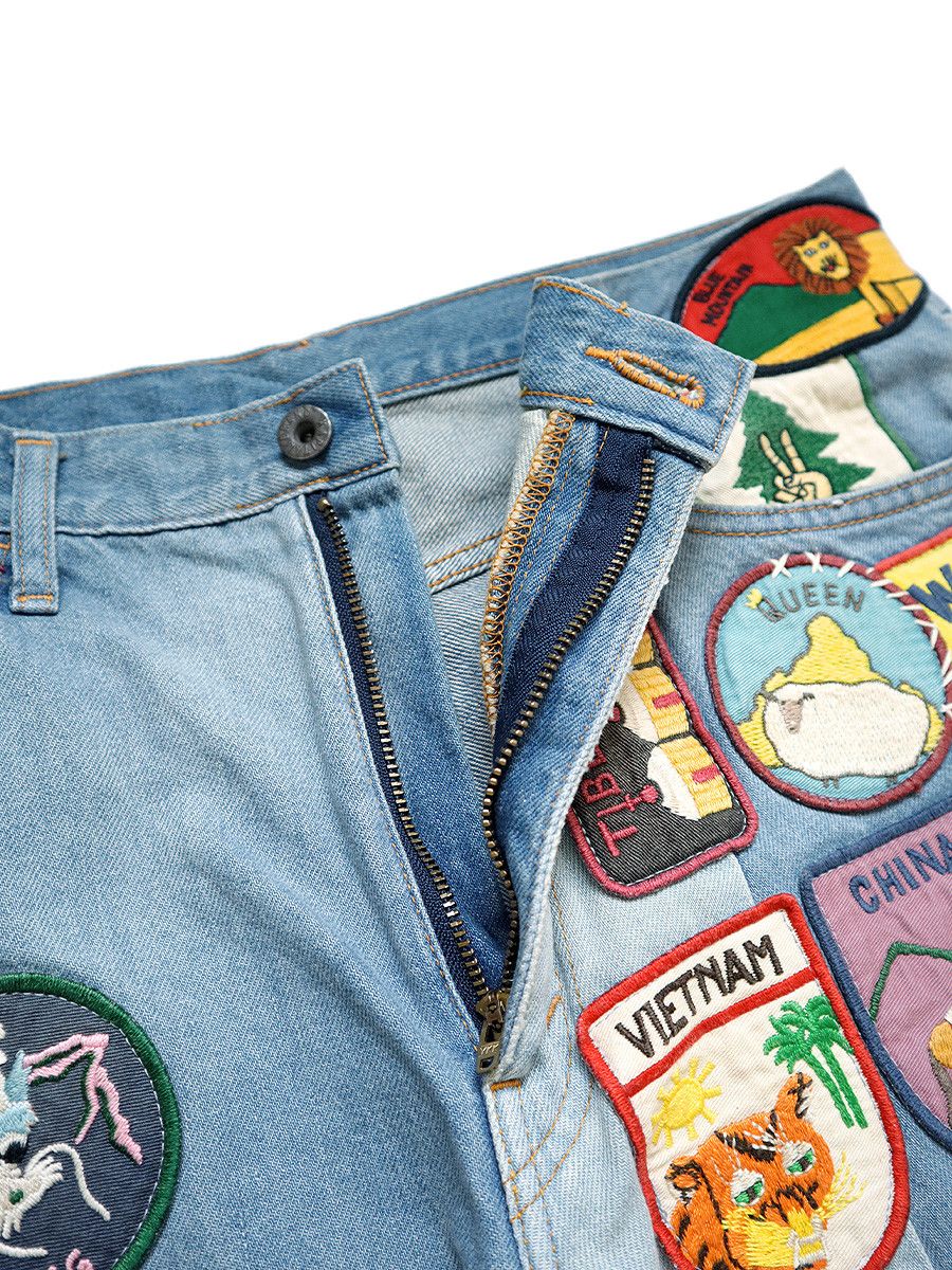 Kapital Kapital 12.5oz 5 Pocket Rat Flared (BEAUTIFUL WORLD INSANE) Size US 36 / EU 52 - 6 Thumbnail