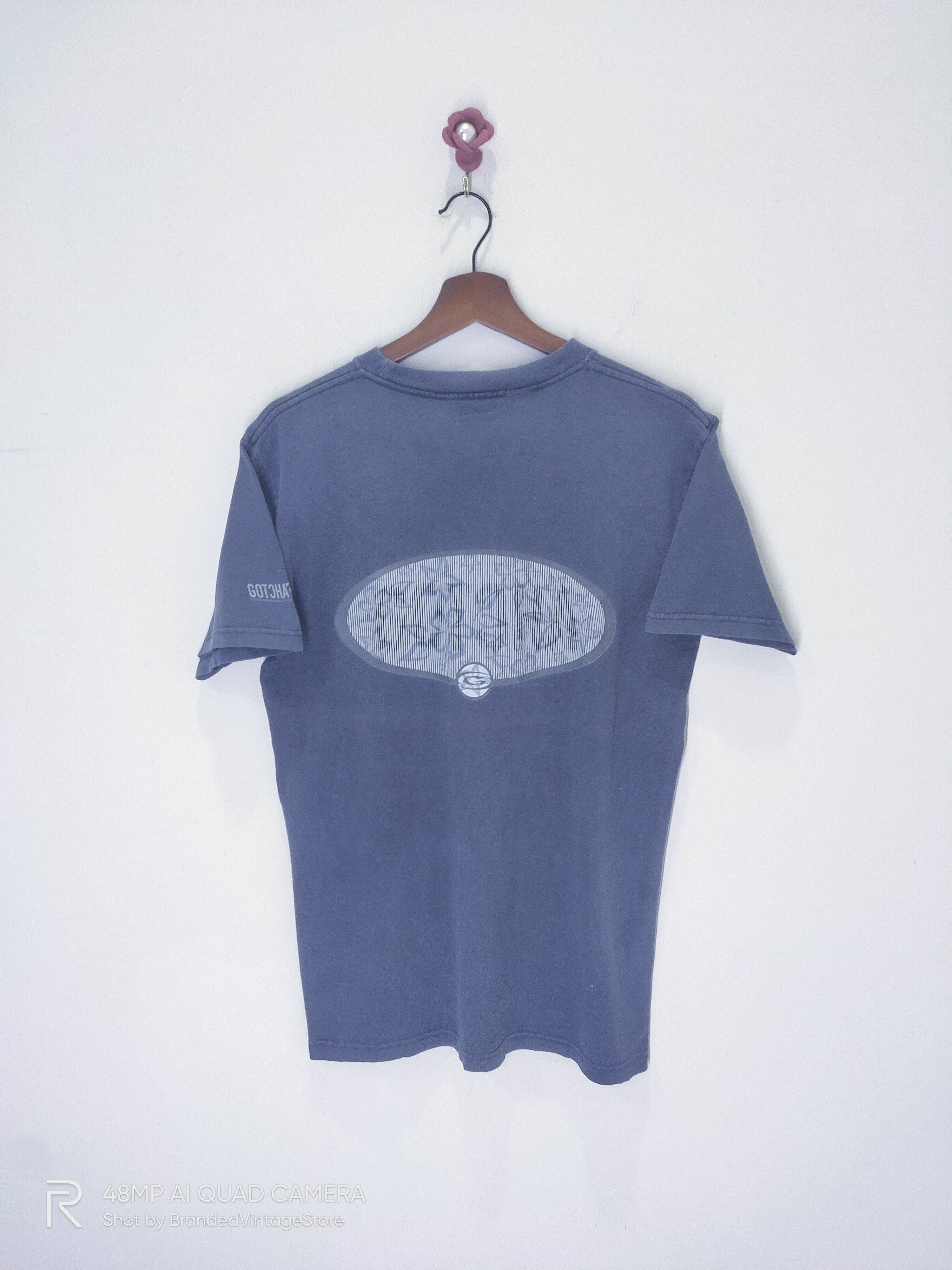 Gotcha Vintage GOTCHA Floral Striped Abstract Big Logo Graphic Tee Size US M / EU 48-50 / 2 - 1 Thumbnail