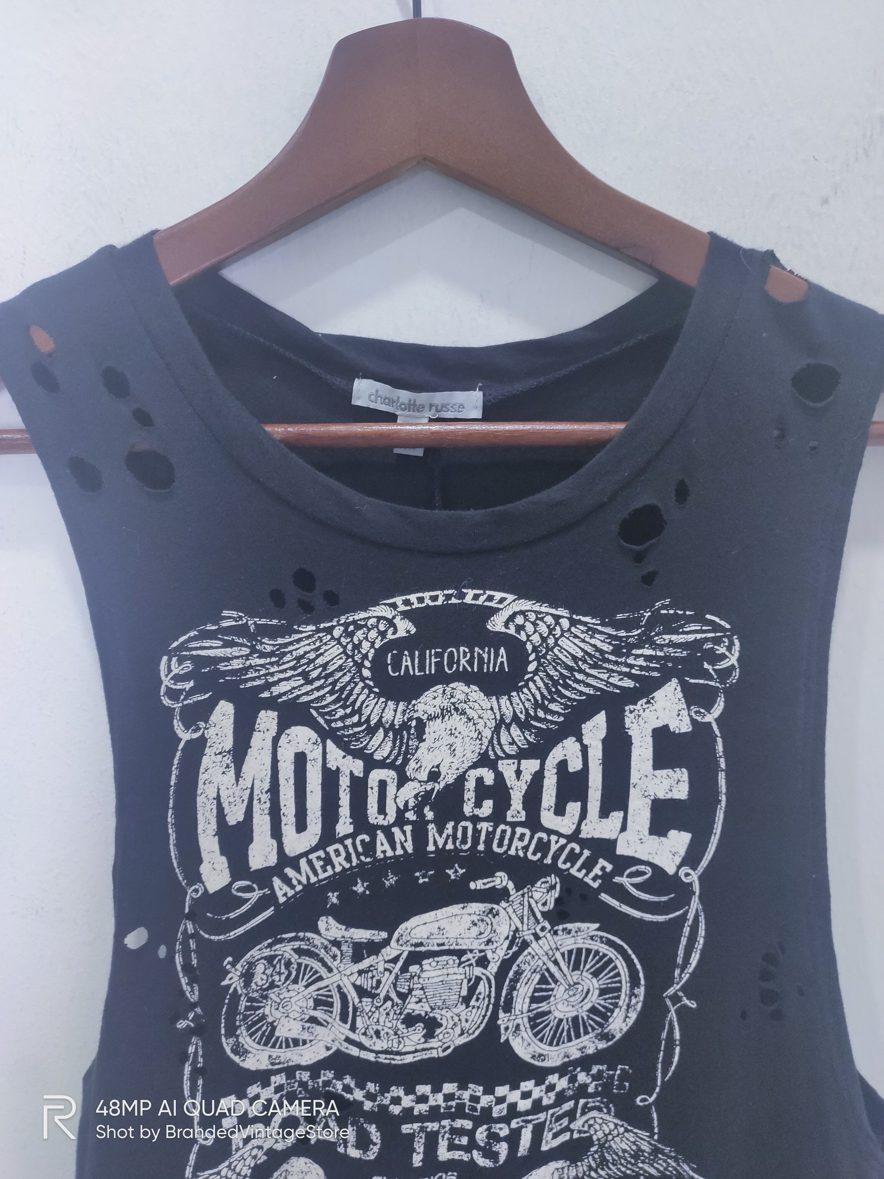 American Eagle Outfitters × Charlotte Olympia × Peak Performance CHARLOTTE RUSSE American Motorcycle Distress Biker Tank Top Size XS / US 0-2 / IT 36-38 - 3 Thumbnail