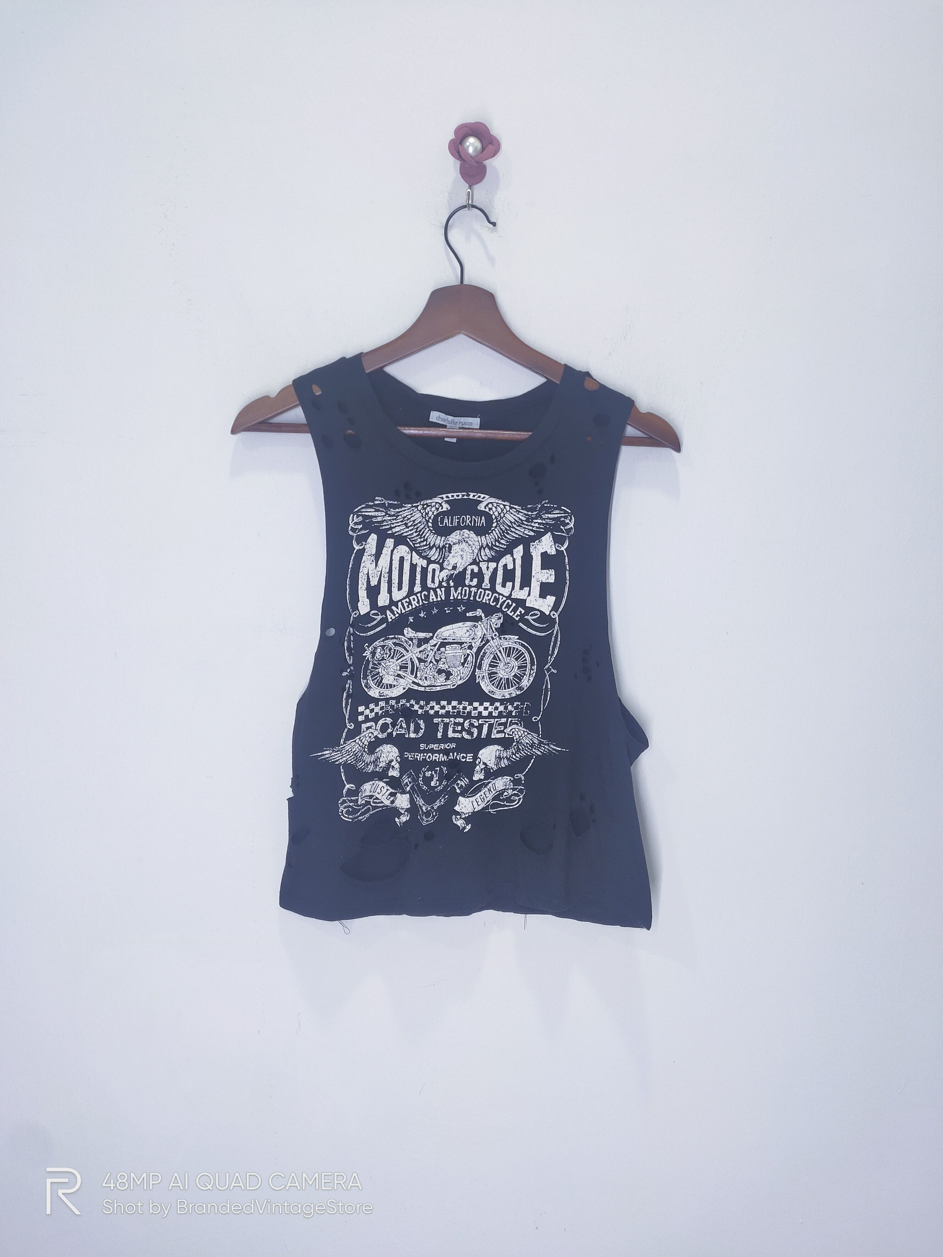 American Eagle Outfitters × Charlotte Olympia × Peak Performance CHARLOTTE RUSSE American Motorcycle Distress Biker Tank Top Size XS / US 0-2 / IT 36-38 - 1 Thumbnail