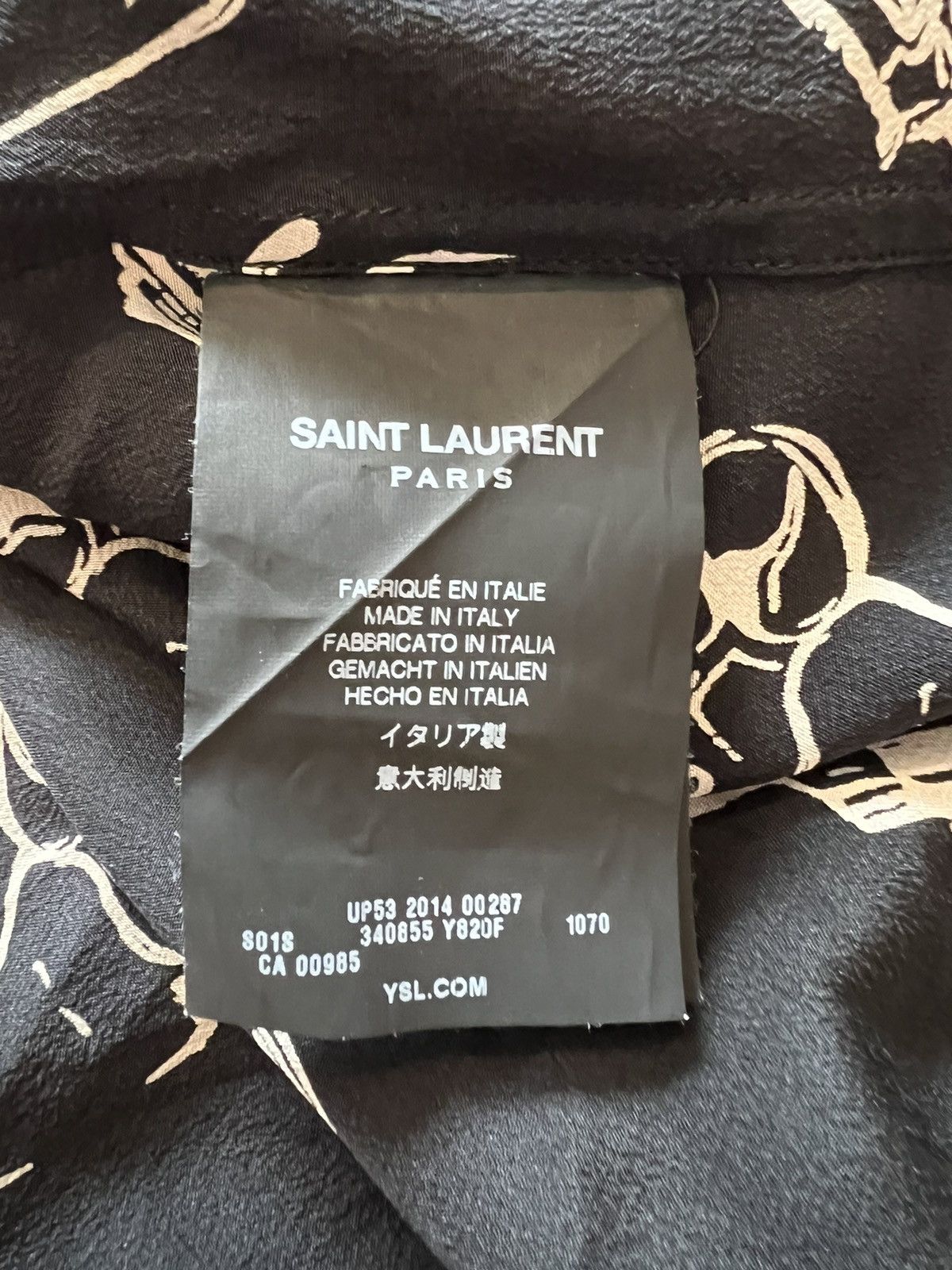Hedi Slimane × Saint Laurent Paris SAINT LAURENT FW14 REVOLVER PRINT RUNWAY SILK SHIRT Size US XL / EU 56 / 4 - 5 Thumbnail