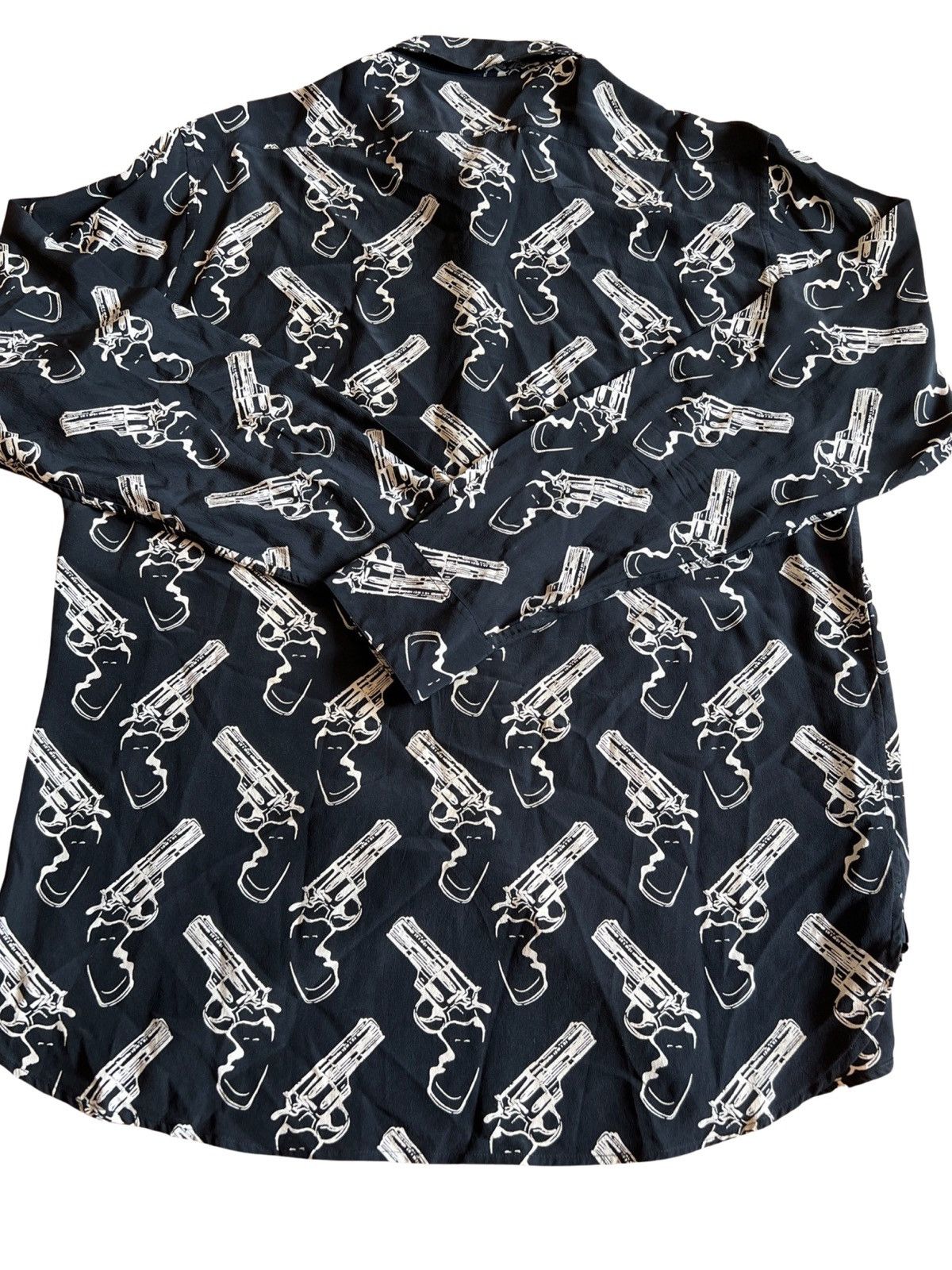 Hedi Slimane × Saint Laurent Paris SAINT LAURENT FW14 REVOLVER PRINT RUNWAY SILK SHIRT Size US XL / EU 56 / 4 - 2 Thumbnail
