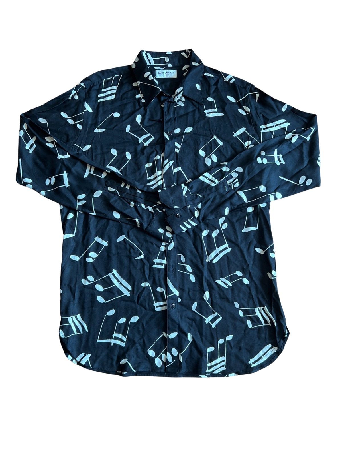 image of Hedi Slimane x Saint Laurent Paris Fw16 Music Print Shirt in Black, Men's (Size XL)