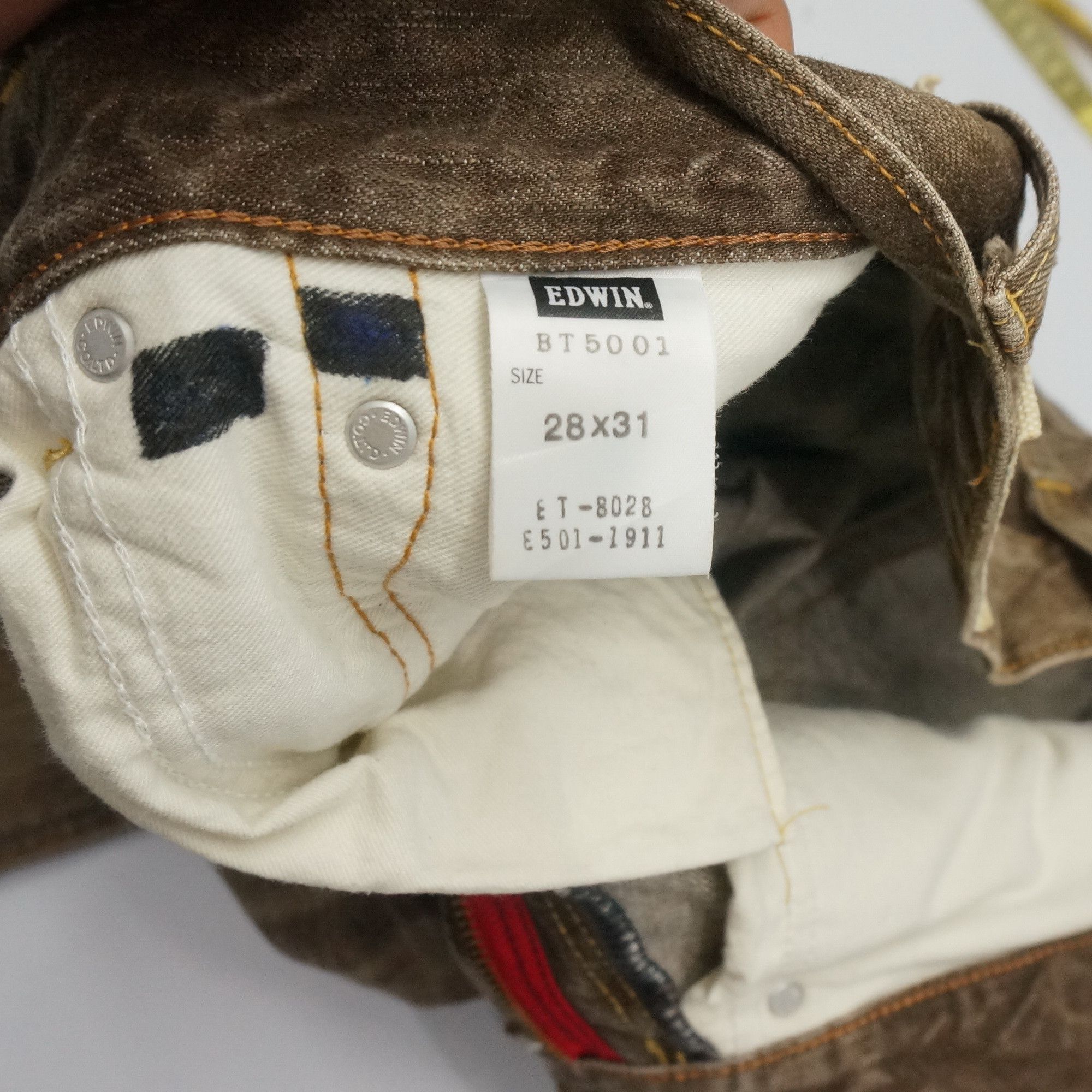 Edwin 🔥 Flare Vintage EDWIN 503 Japan Distressed Brown Jeans W30 Size US 30 / EU 46 - 20 Thumbnail