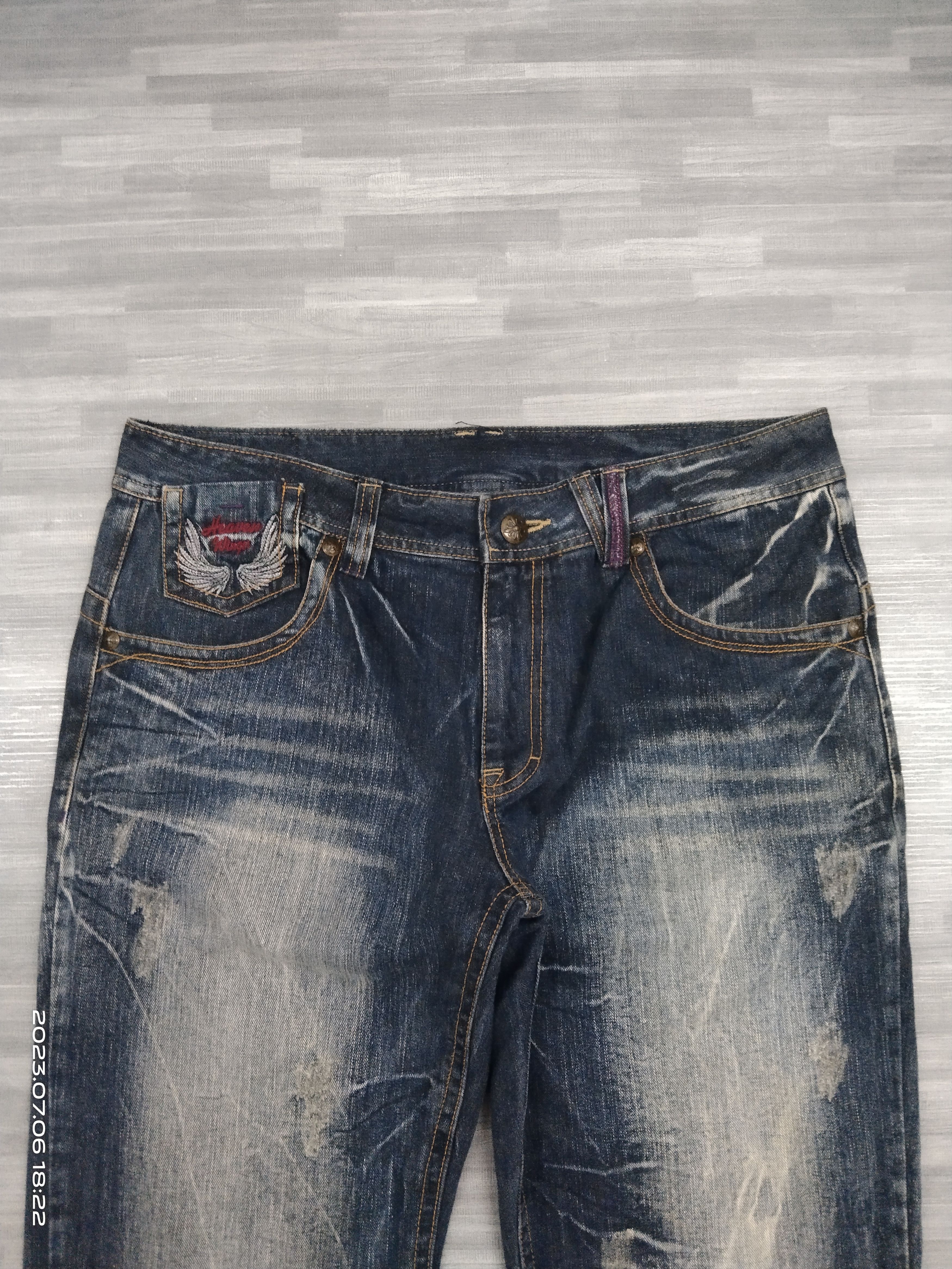 Japanese Brand WASHED BLUE OG JEANS EMBROIDED WING DENIM PANTS Size US 34 / EU 50 - 4 Thumbnail