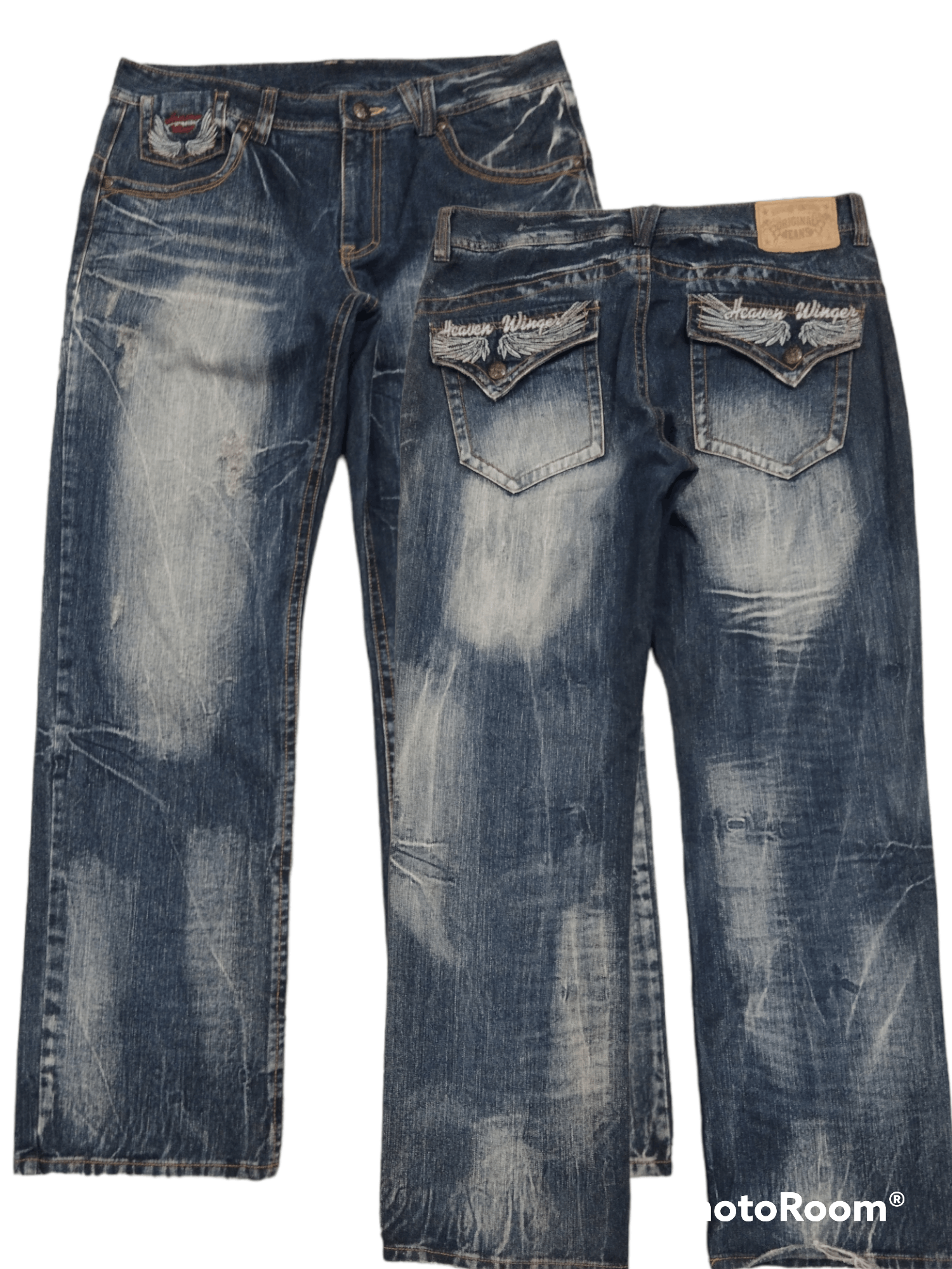 Japanese Brand WASHED BLUE OG JEANS EMBROIDED WING DENIM PANTS Size US 34 / EU 50 - 1 Thumbnail