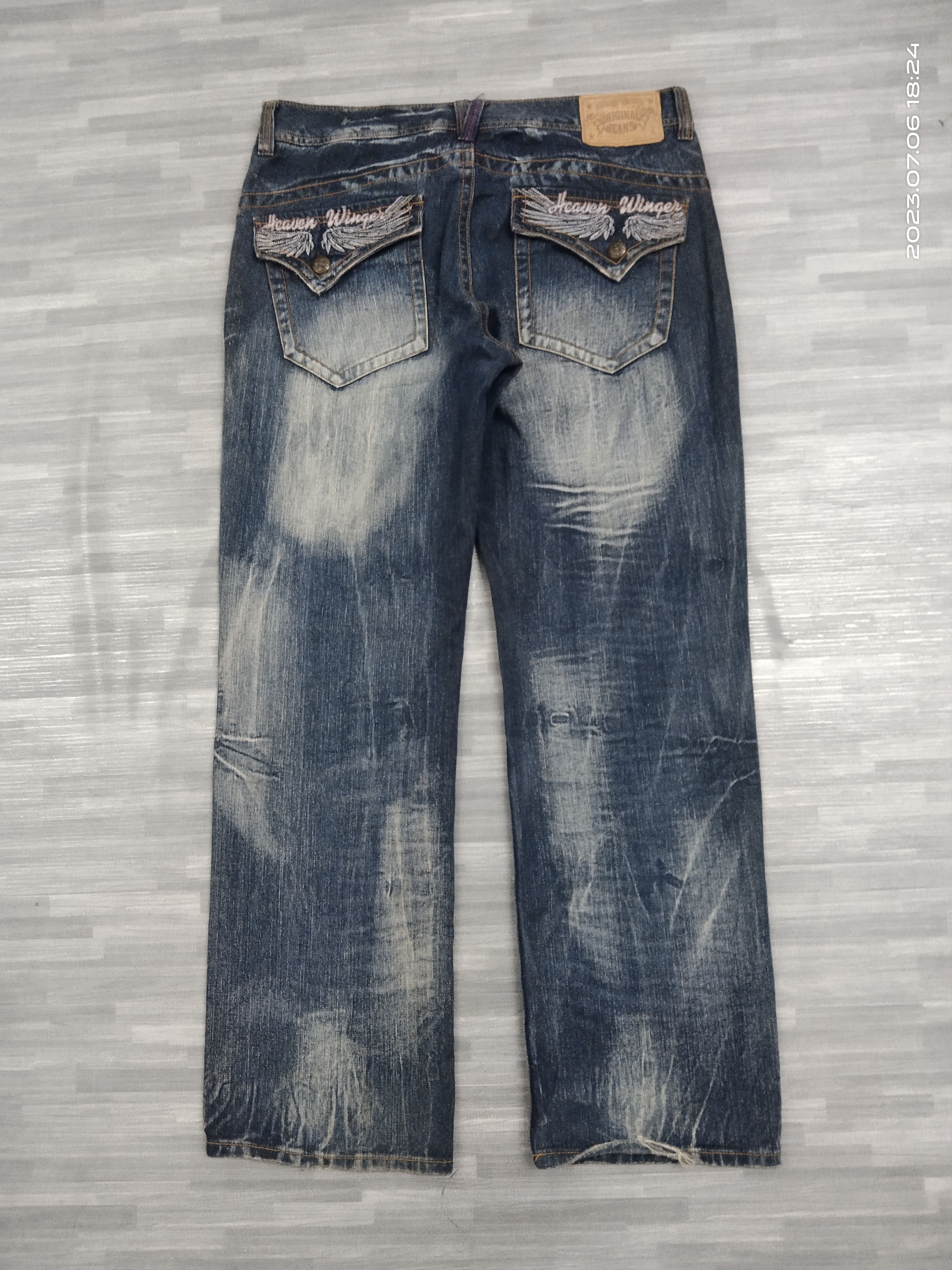Japanese Brand WASHED BLUE OG JEANS EMBROIDED WING DENIM PANTS Size US 34 / EU 50 - 3 Thumbnail