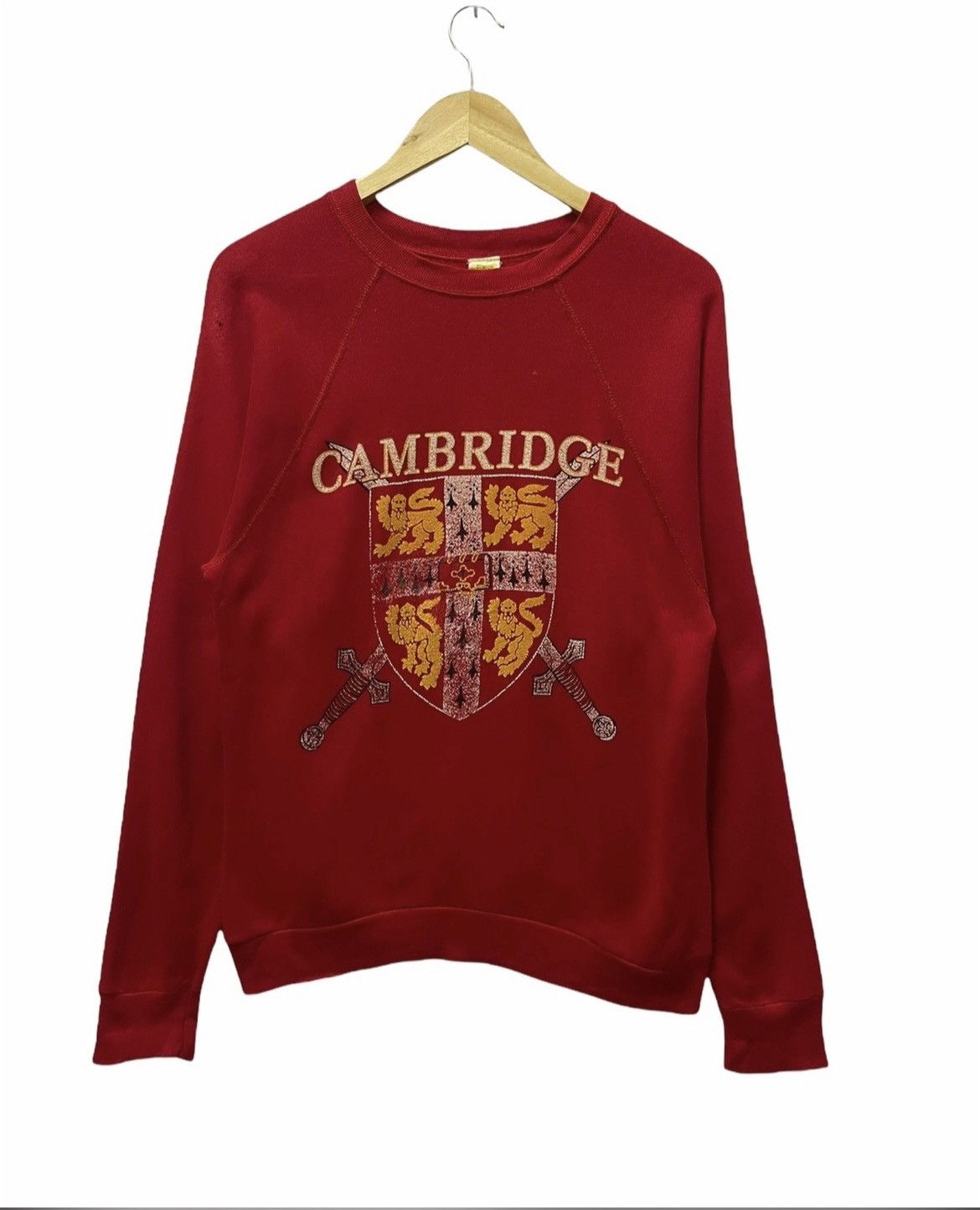 Vintage Velva Sheen Big Logo Cambridge Sweatshirt Red Medium