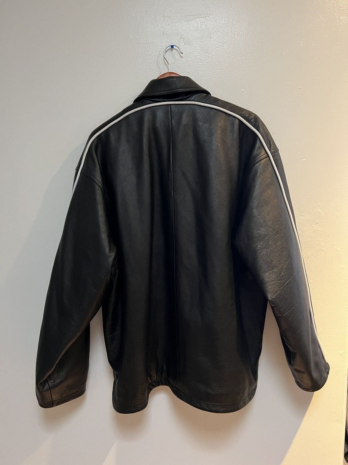 Balenciaga Balenciaga Leather Logo Embroidered Jacket Size US S / EU 44-46 / 1 - 2 Thumbnail