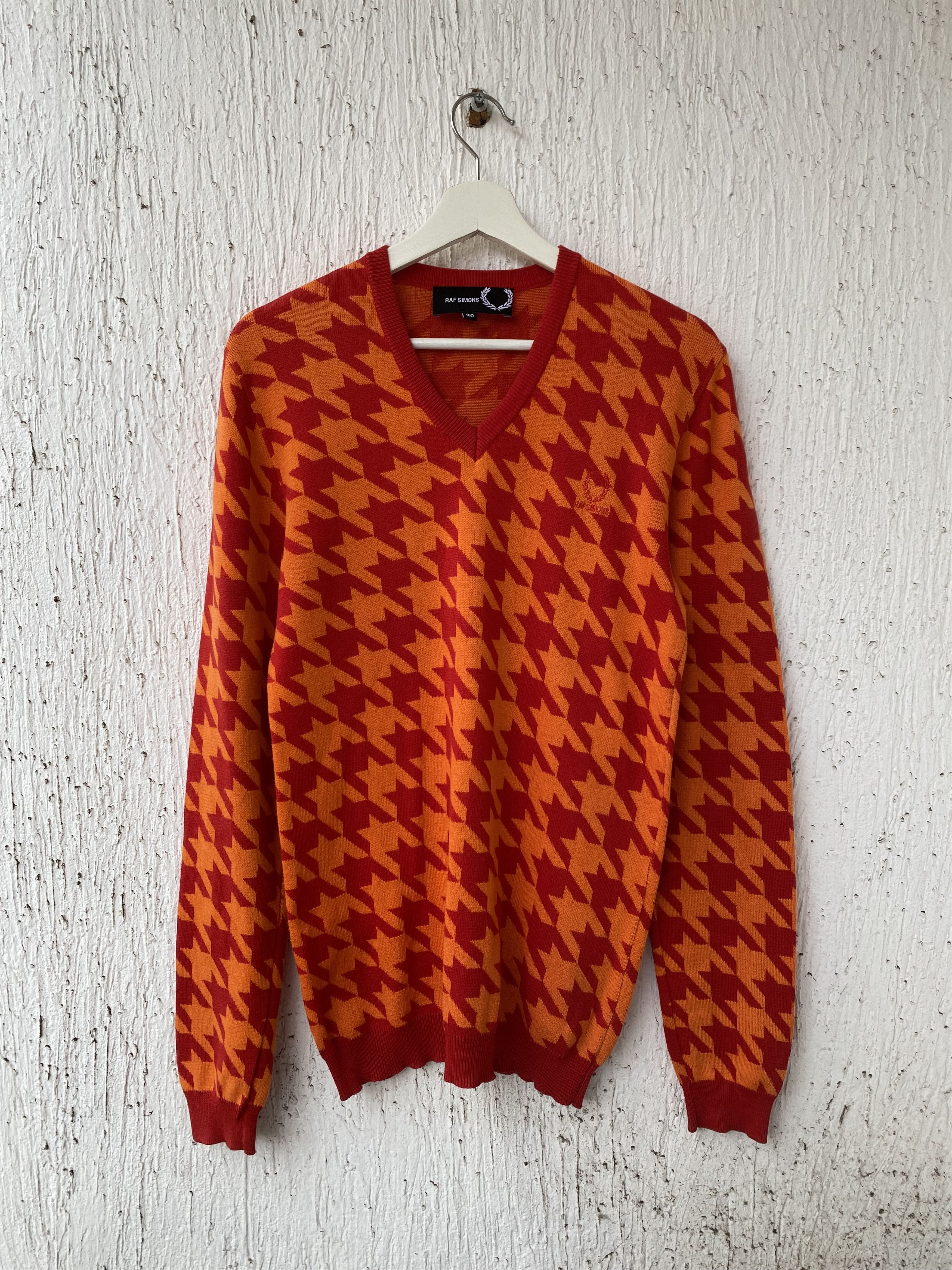 Fred Perry × Raf Simons V-NECK HOUNDSTOOTH SWEATER Size US S / EU 44-46 / 1 - 1 Thumbnail