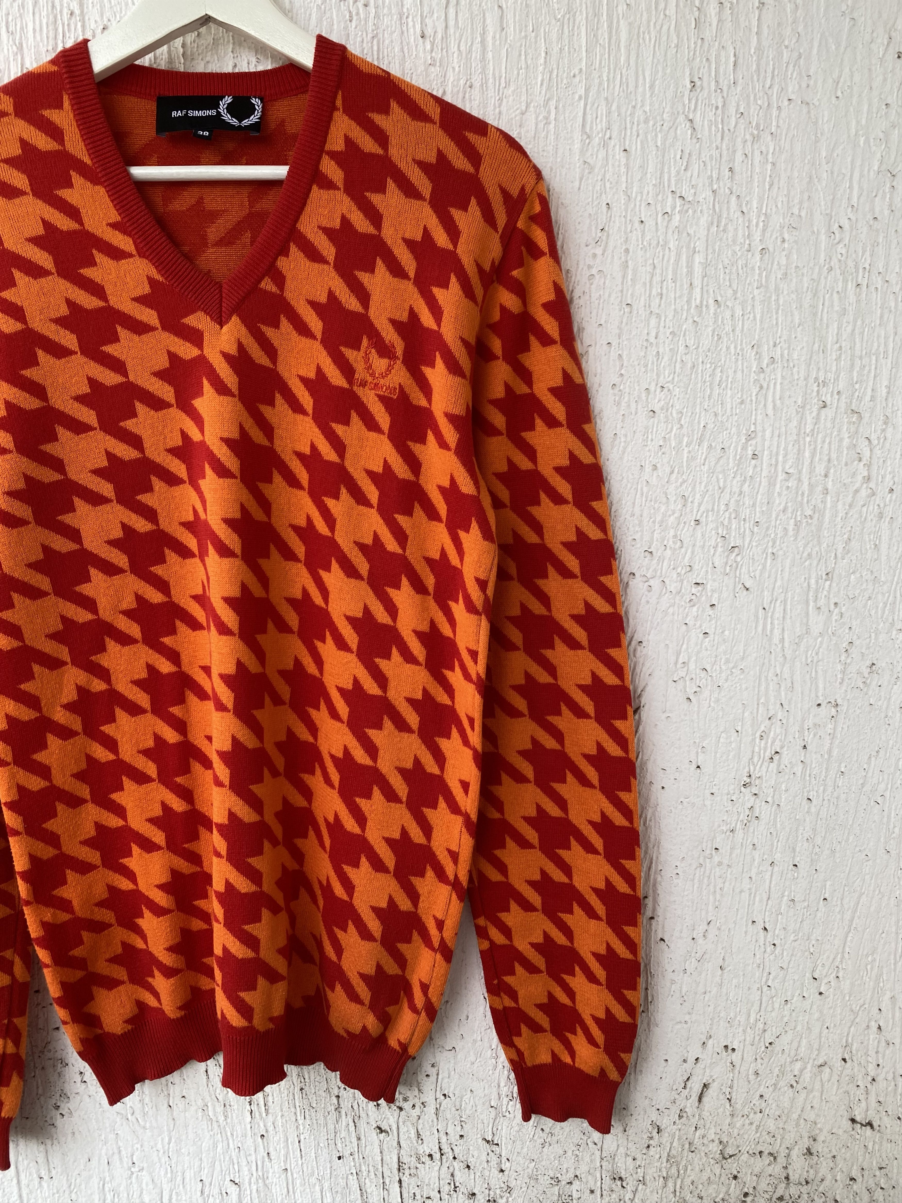 Fred Perry × Raf Simons V-NECK HOUNDSTOOTH SWEATER Size US S / EU 44-46 / 1 - 2 Thumbnail