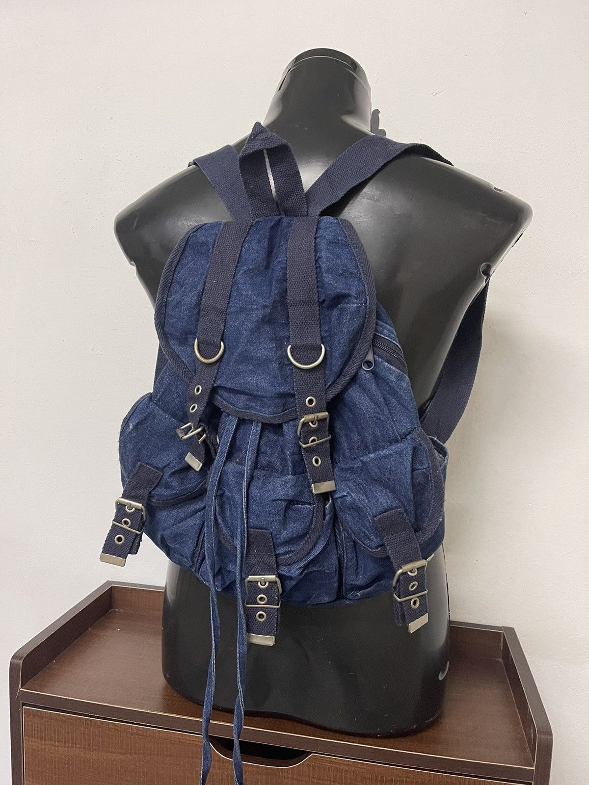 image of Stealsblue Denim Japan Multi Front Pocket Rucksack Bag, Men's