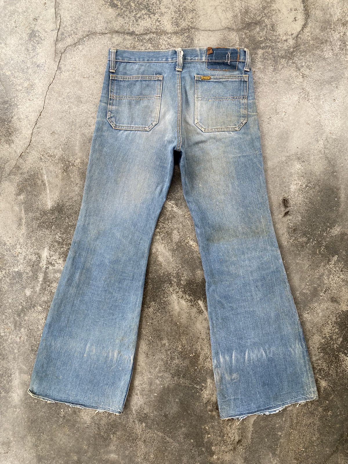Vintage Vintage 70s X-West Canton Bottom Bell Distressed Denim Size US 31 - 2 Thumbnail