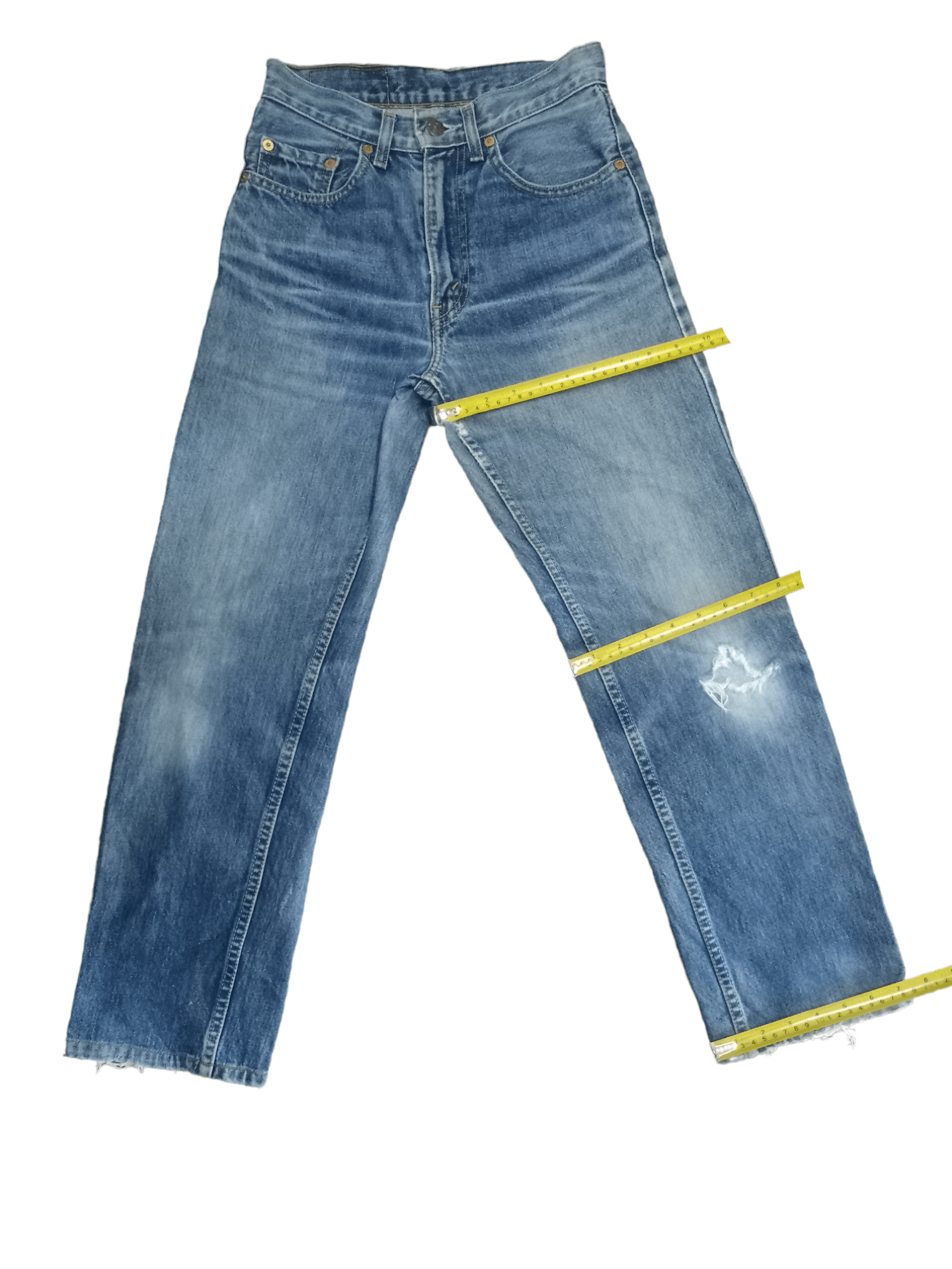 Levi's Vintage 90s Levis 557 Blue Wash Distressed Jeans 24x26 Size 24" / US 00 / IT 34 - 11 Thumbnail