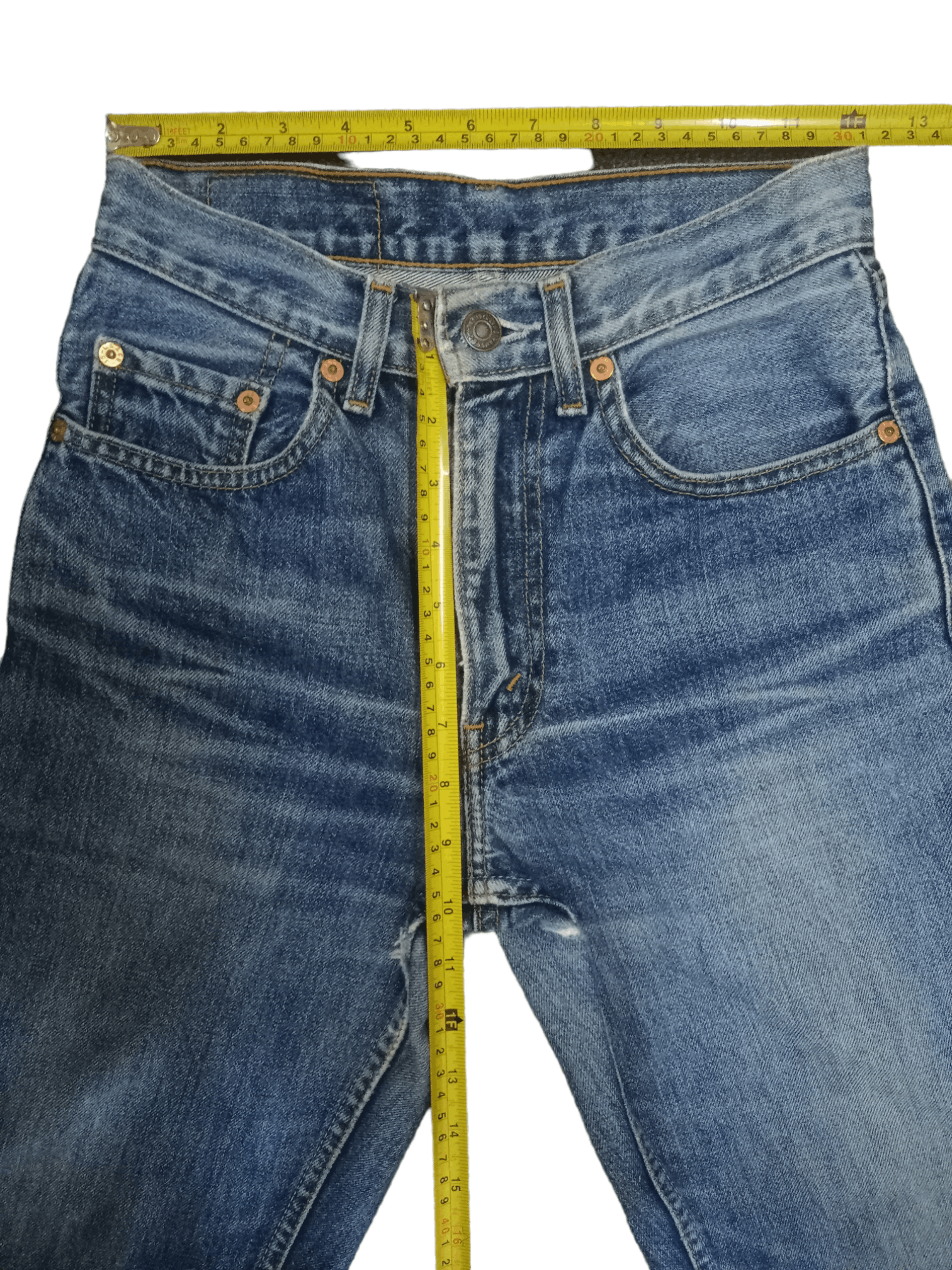 Levi's Vintage 90s Levis 557 Blue Wash Distressed Jeans 24x26 Size 24" / US 00 / IT 34 - 9 Thumbnail