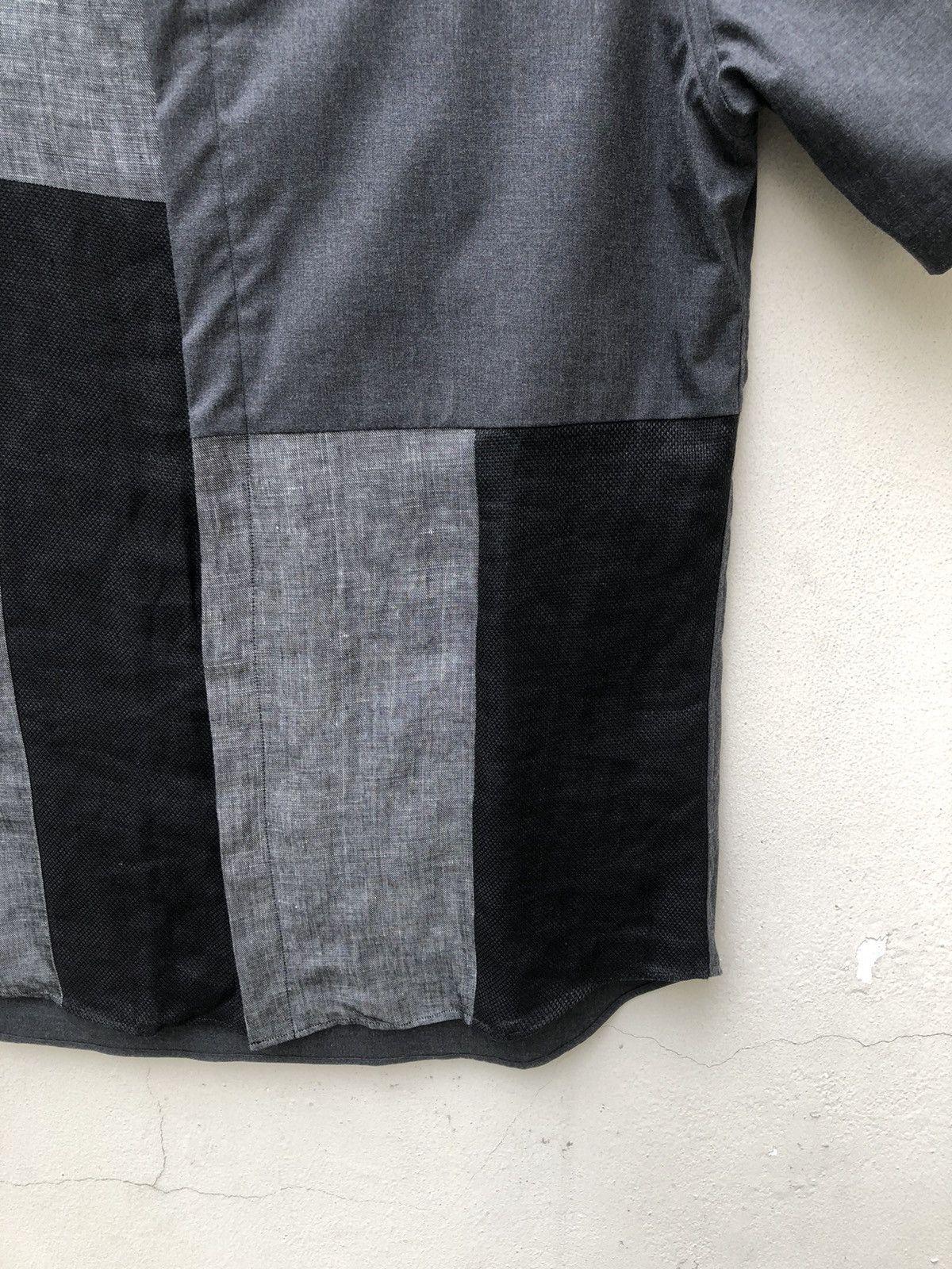 Designer United Tokyo Collarless Patchwork Button Shirt Size US M / EU 48-50 / 2 - 5 Thumbnail