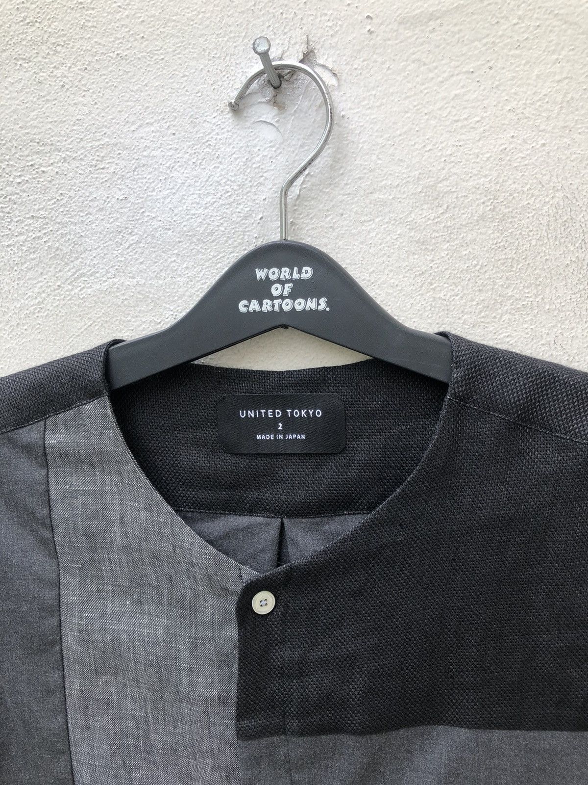 Designer United Tokyo Collarless Patchwork Button Shirt Size US M / EU 48-50 / 2 - 7 Thumbnail