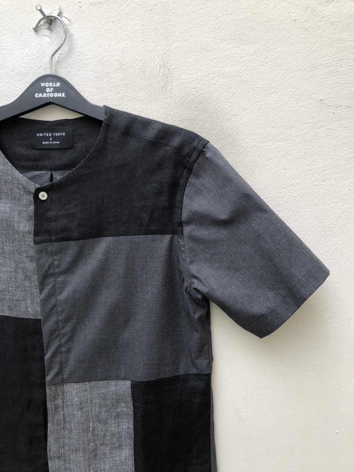 Designer United Tokyo Collarless Patchwork Button Shirt Size US M / EU 48-50 / 2 - 6 Thumbnail