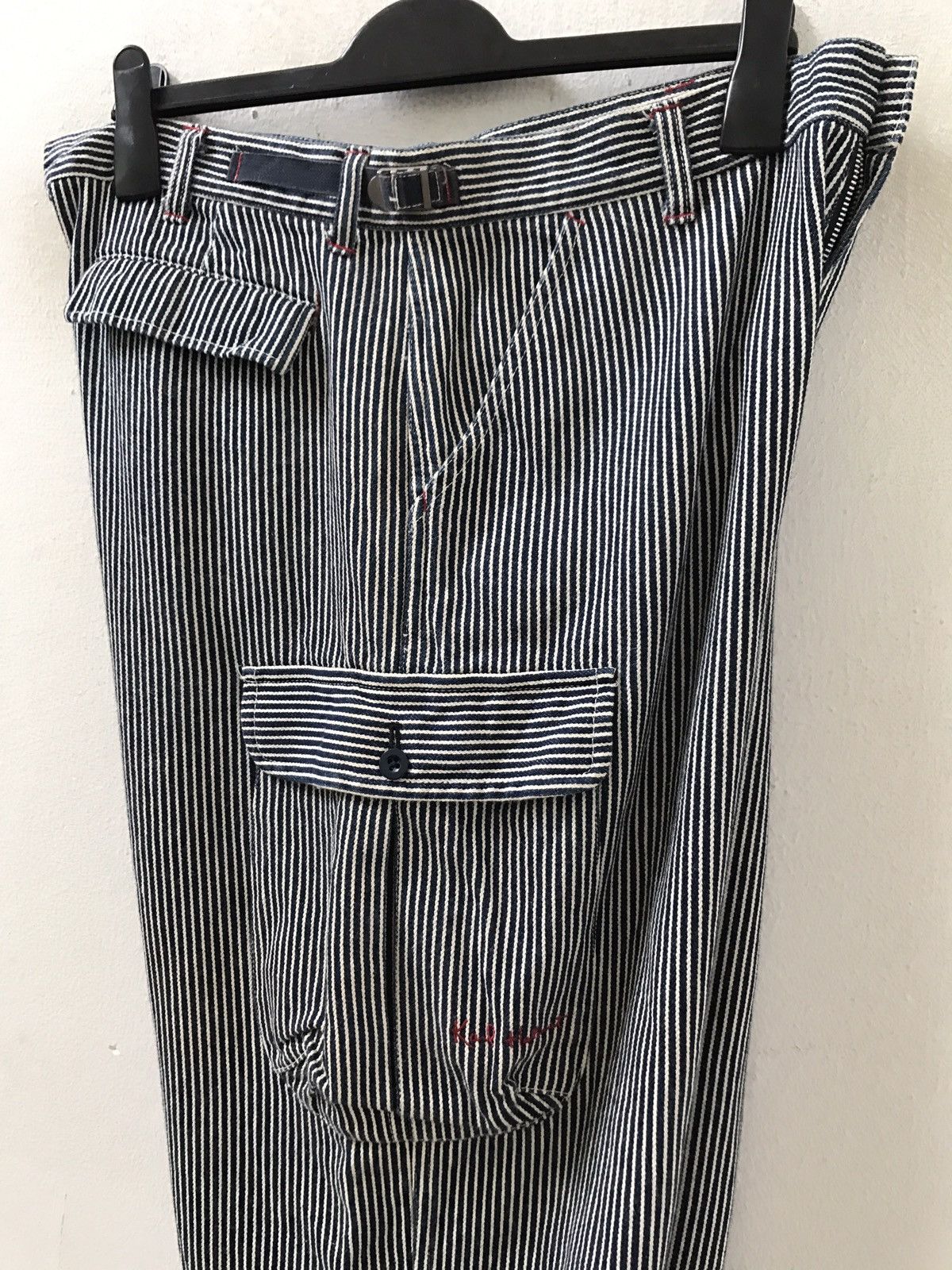 Karl Helmut Karl Helmut Hickory Stripe Baggy Wide Cargo Trouser Denim Size US 34 / EU 50 - 15 Thumbnail