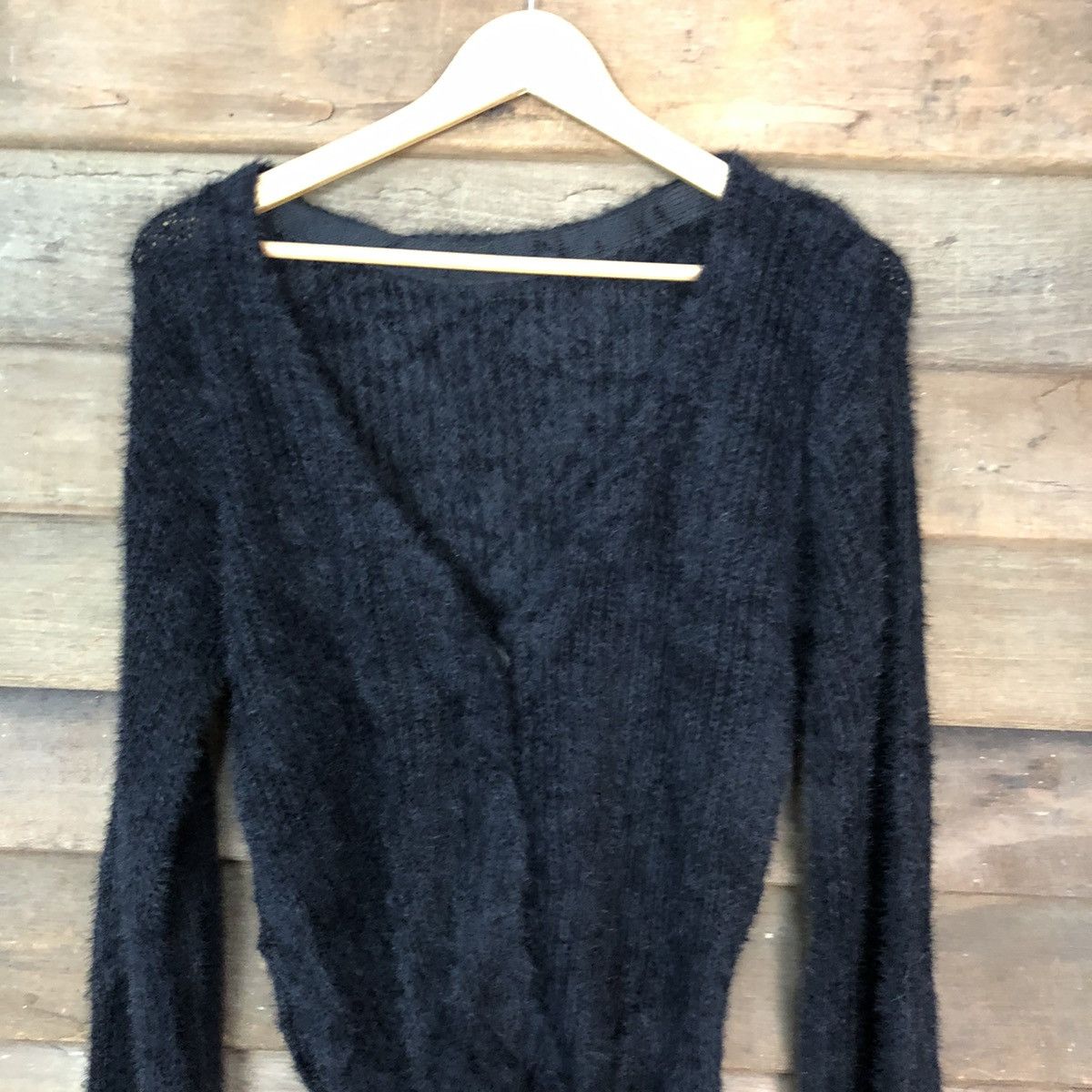 Vintage Spiral Girl Black Shag Shaggy Fur Mohair Cardigan #6972 Size US M / EU 48-50 / 2 - 2 Thumbnail