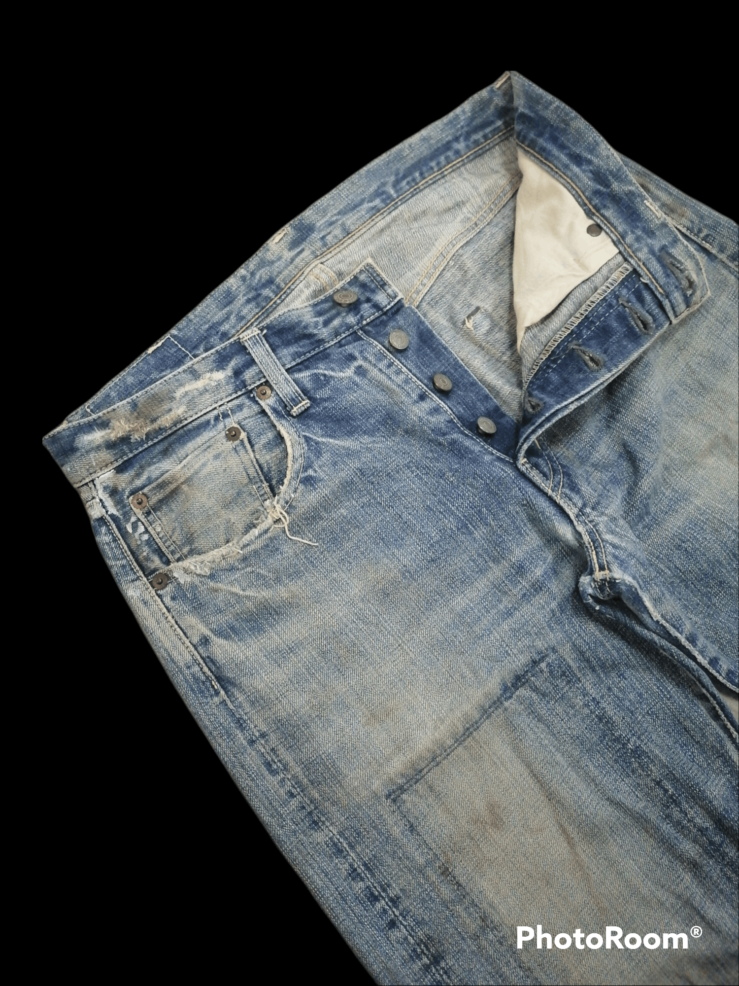 Japanese Brand × Spellbound Trashed Patchwork OKA By Spellbound Distressed Denim Jeans Size US 32 / EU 48 - 4 Thumbnail