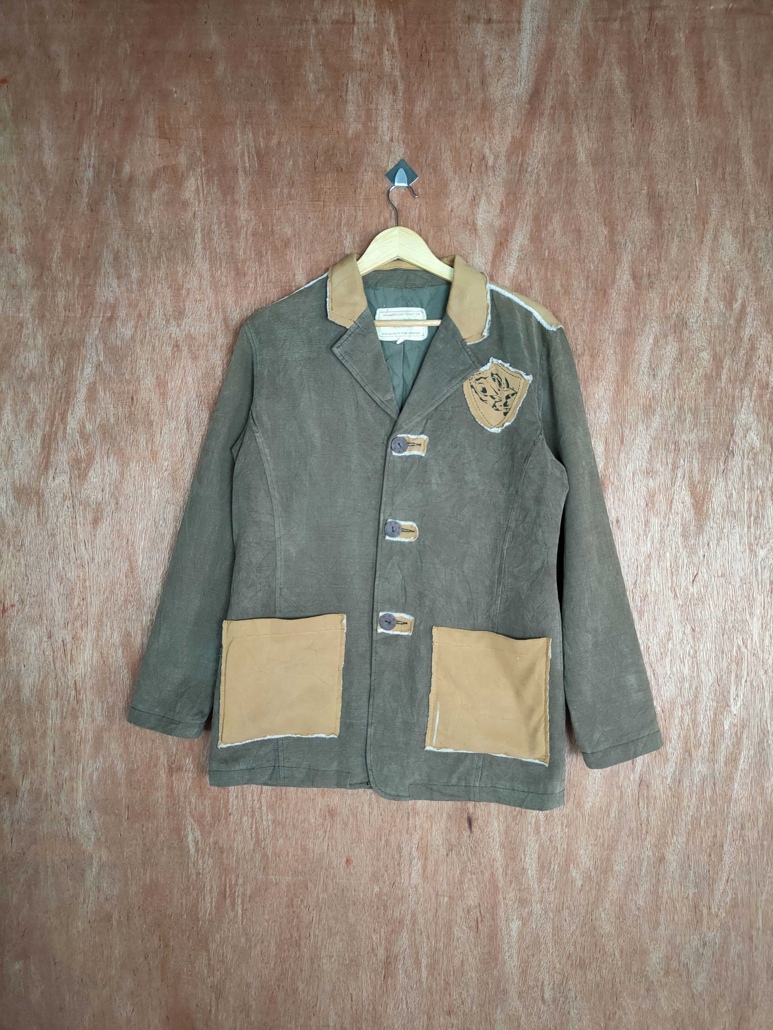 Japanese Brand Tenger Classic Design brown cargo cardigan #S001 Size US L / EU 52-54 / 3 - 1 Thumbnail