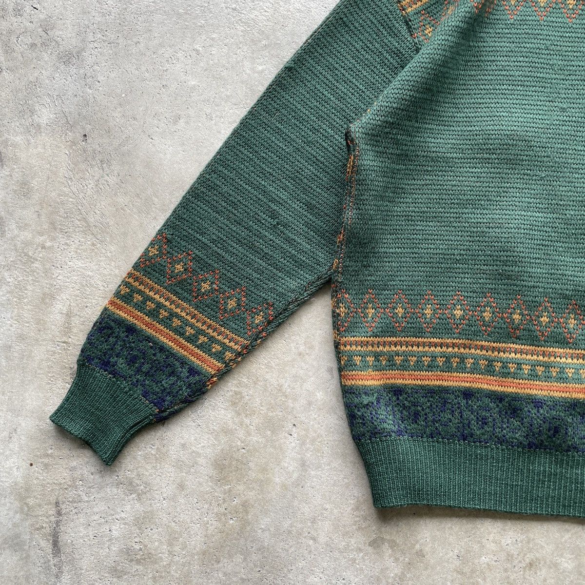 Aran Isles Knitwear × Japanese Brand Vintage ADAX Hunting Man Nature Green Knitwear Sweater RARE Size US M / EU 48-50 / 2 - 7 Thumbnail