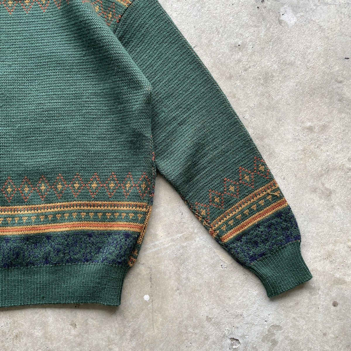 Aran Isles Knitwear × Japanese Brand Vintage ADAX Hunting Man Nature Green Knitwear Sweater RARE Size US M / EU 48-50 / 2 - 8 Thumbnail
