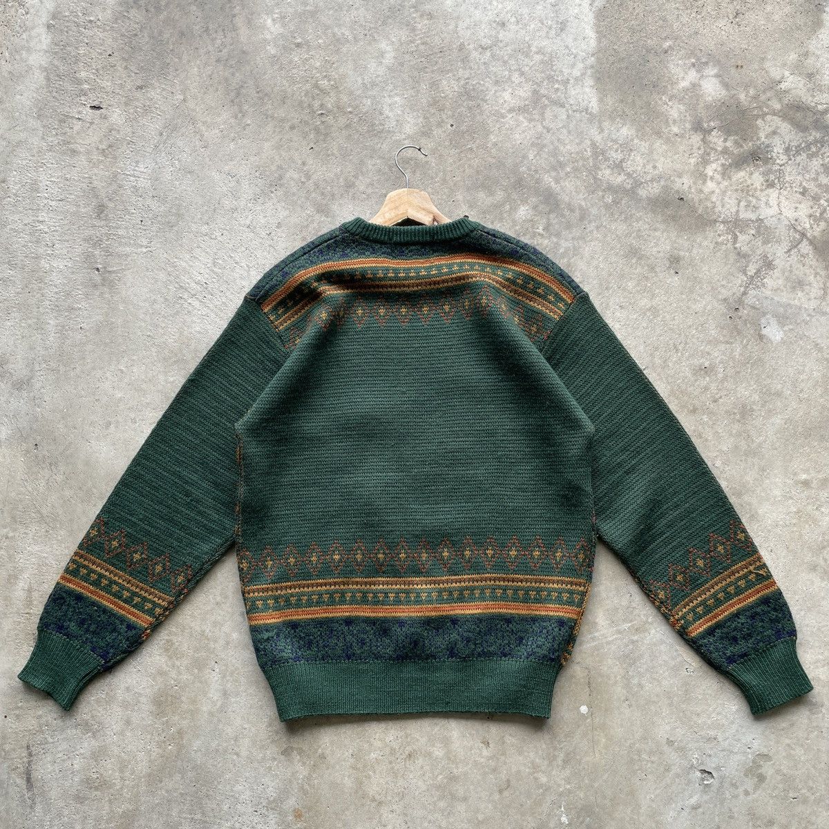 Aran Isles Knitwear × Japanese Brand Vintage ADAX Hunting Man Nature Green Knitwear Sweater RARE Size US M / EU 48-50 / 2 - 10 Thumbnail
