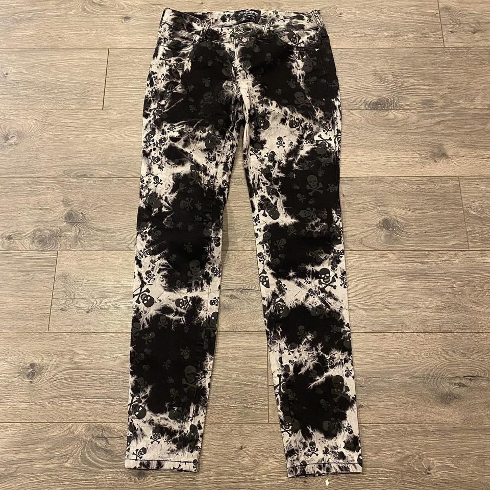 y2k Royal Bones Black White Skull Punk Skinny Jeans Size 5