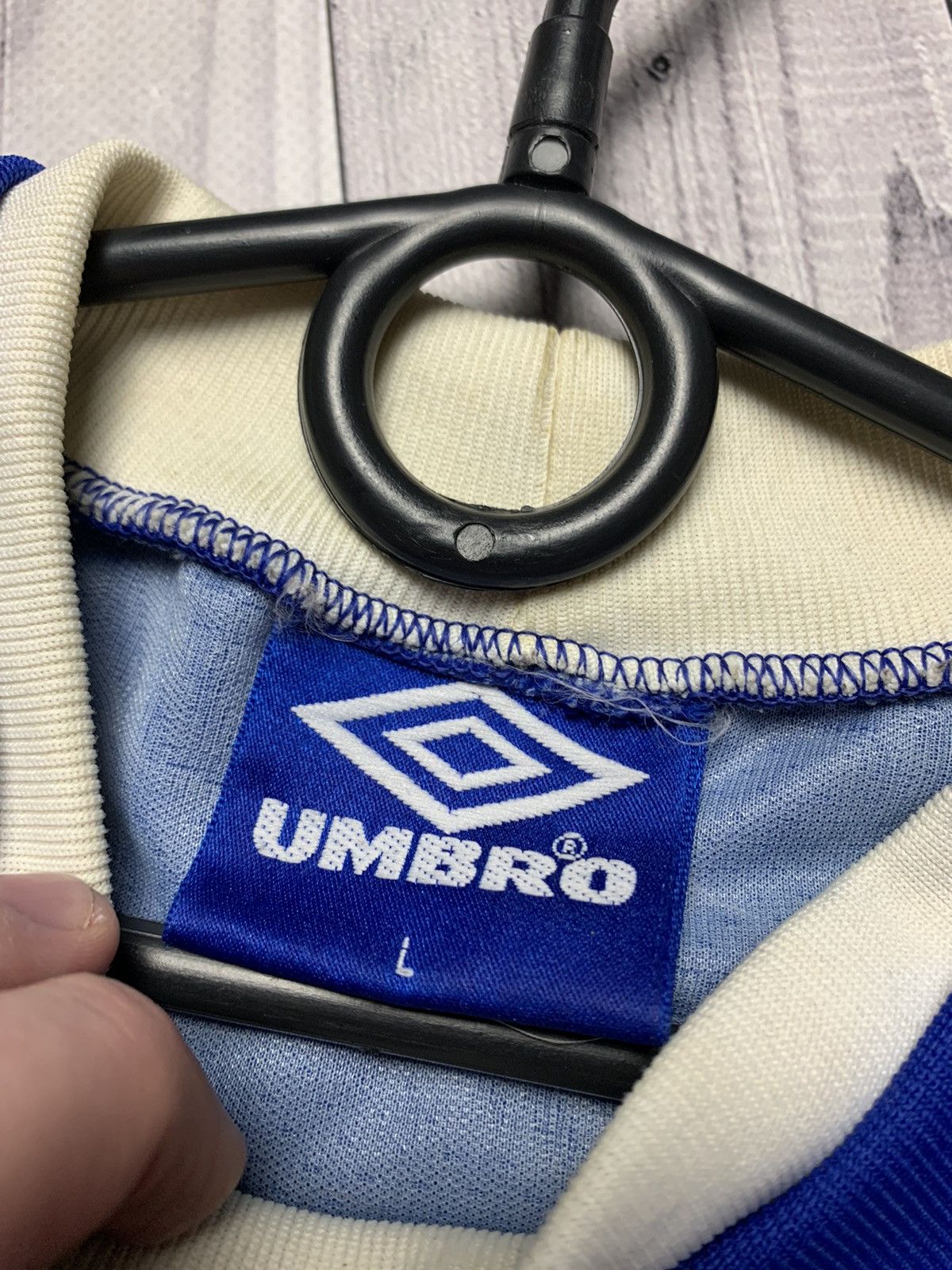Vintage Vintage Manchester United blue jersey Umbro monogram size L Size US L / EU 52-54 / 3 - 4 Thumbnail