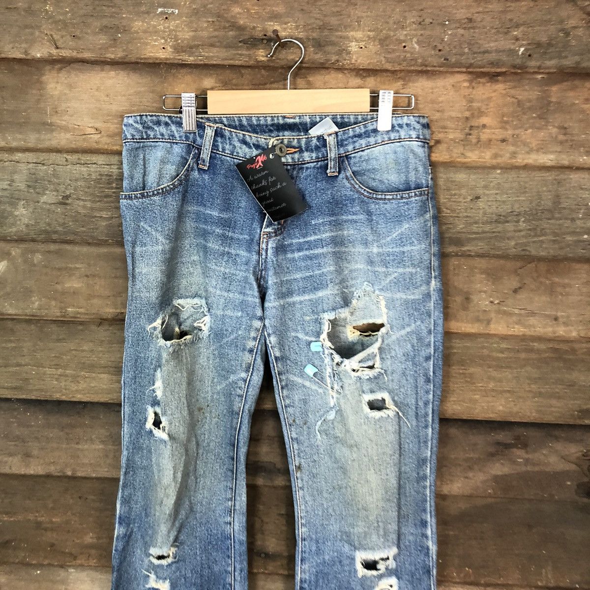 Japanese Brand Japan vintage bootcut Distressed Denim Pants #5139 Size 29" - 2 Thumbnail