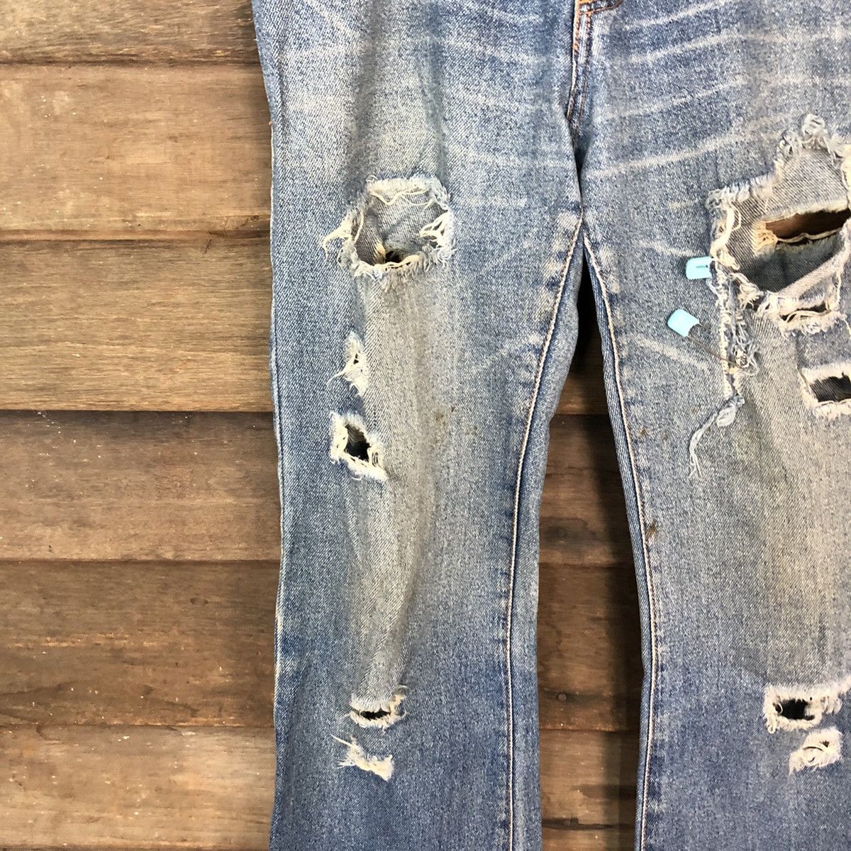 Japanese Brand Japan vintage bootcut Distressed Denim Pants #5139 Size 29" - 6 Thumbnail