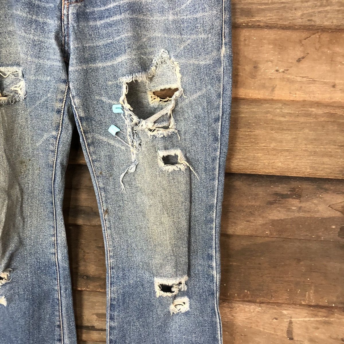 Japanese Brand Japan vintage bootcut Distressed Denim Pants #5139 Size 29" - 7 Thumbnail