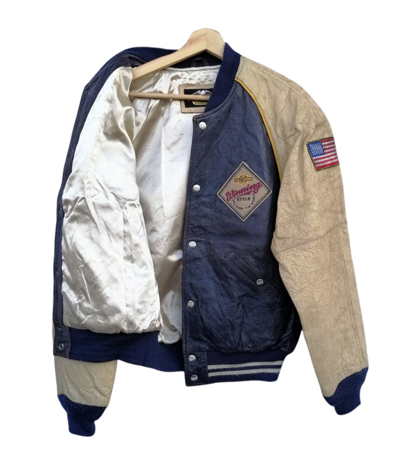 Harley Davidson × Vintage Vintage Harley Davidson Leather Varsity Jacket Size US S / EU 44-46 / 1 - 18 Thumbnail