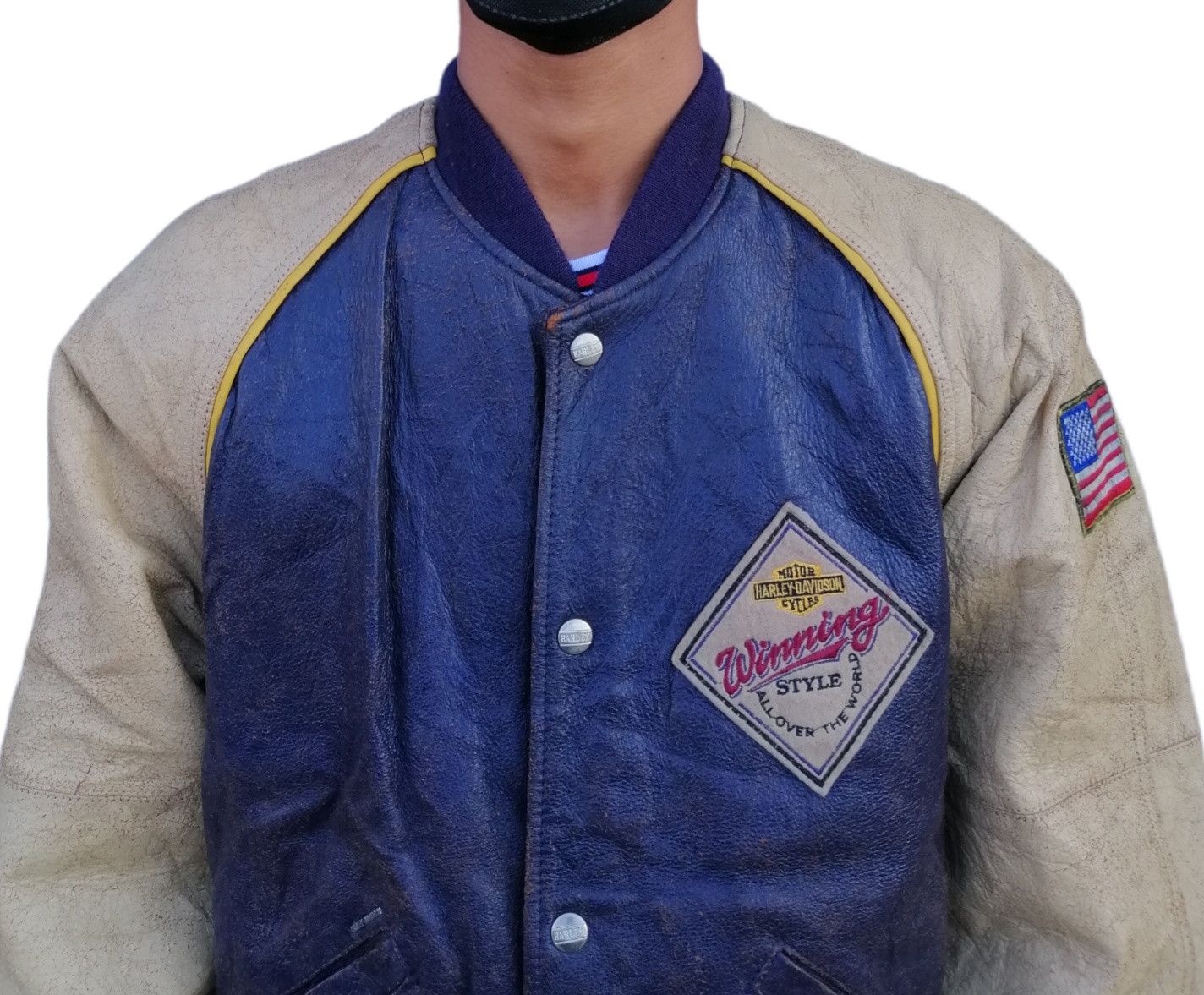 Harley Davidson × Vintage Vintage Harley Davidson Leather Varsity Jacket Size US S / EU 44-46 / 1 - 5 Thumbnail
